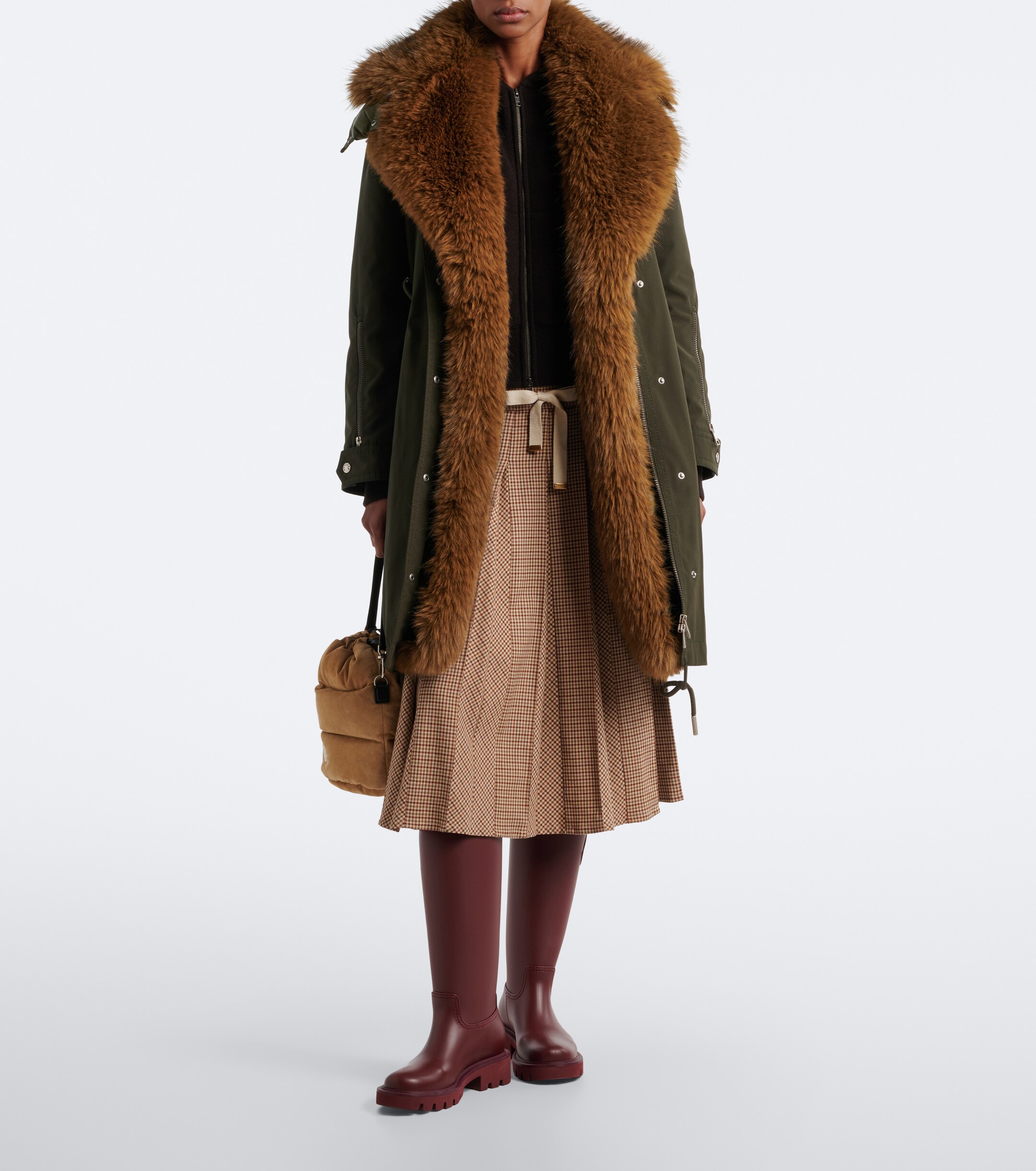Moncler Caradoc Small suede down bucket bag