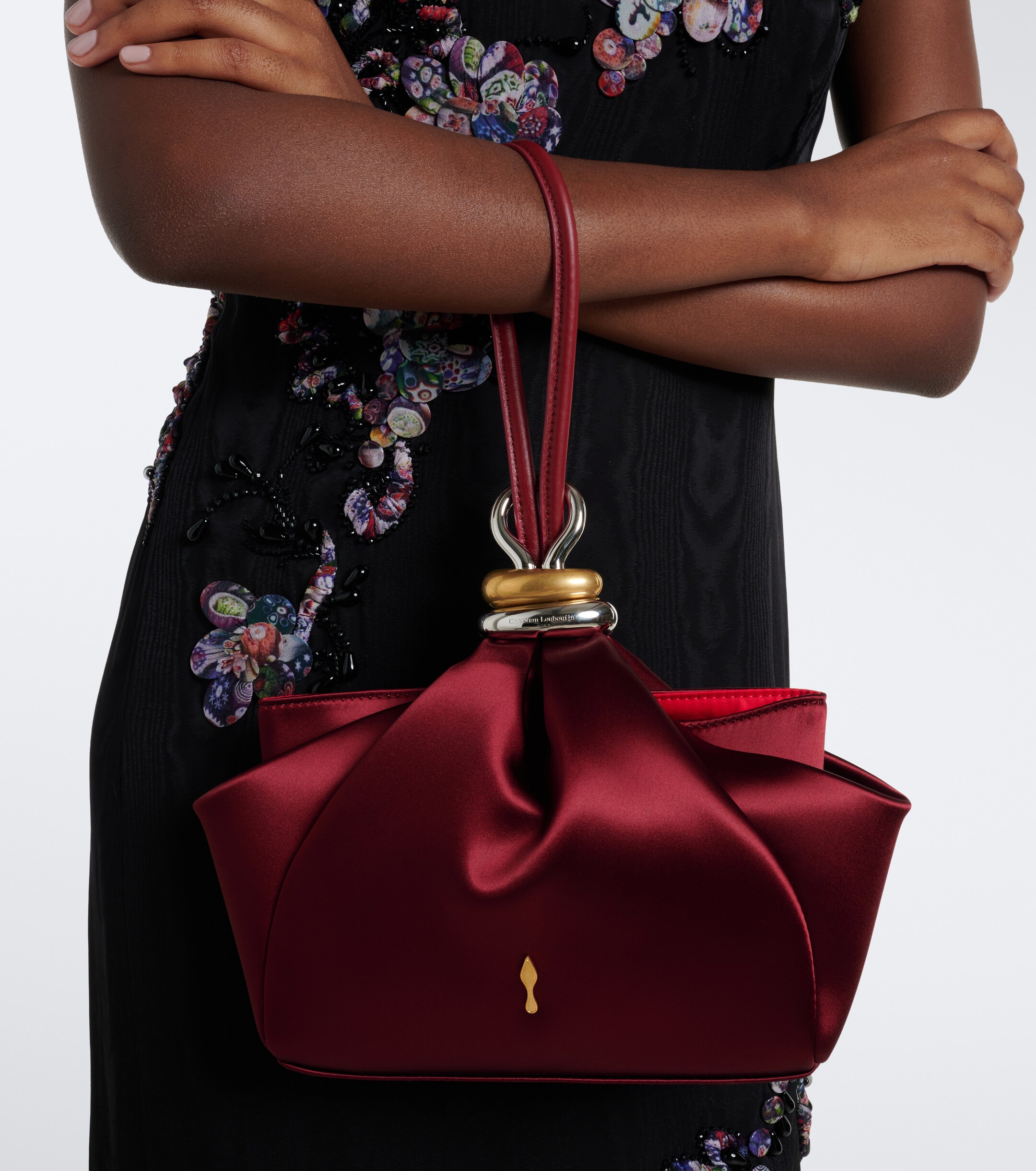 CHRISTIAN LOUBOUTIN Christian Louboutin Sabrina Small crêpe satin clutch