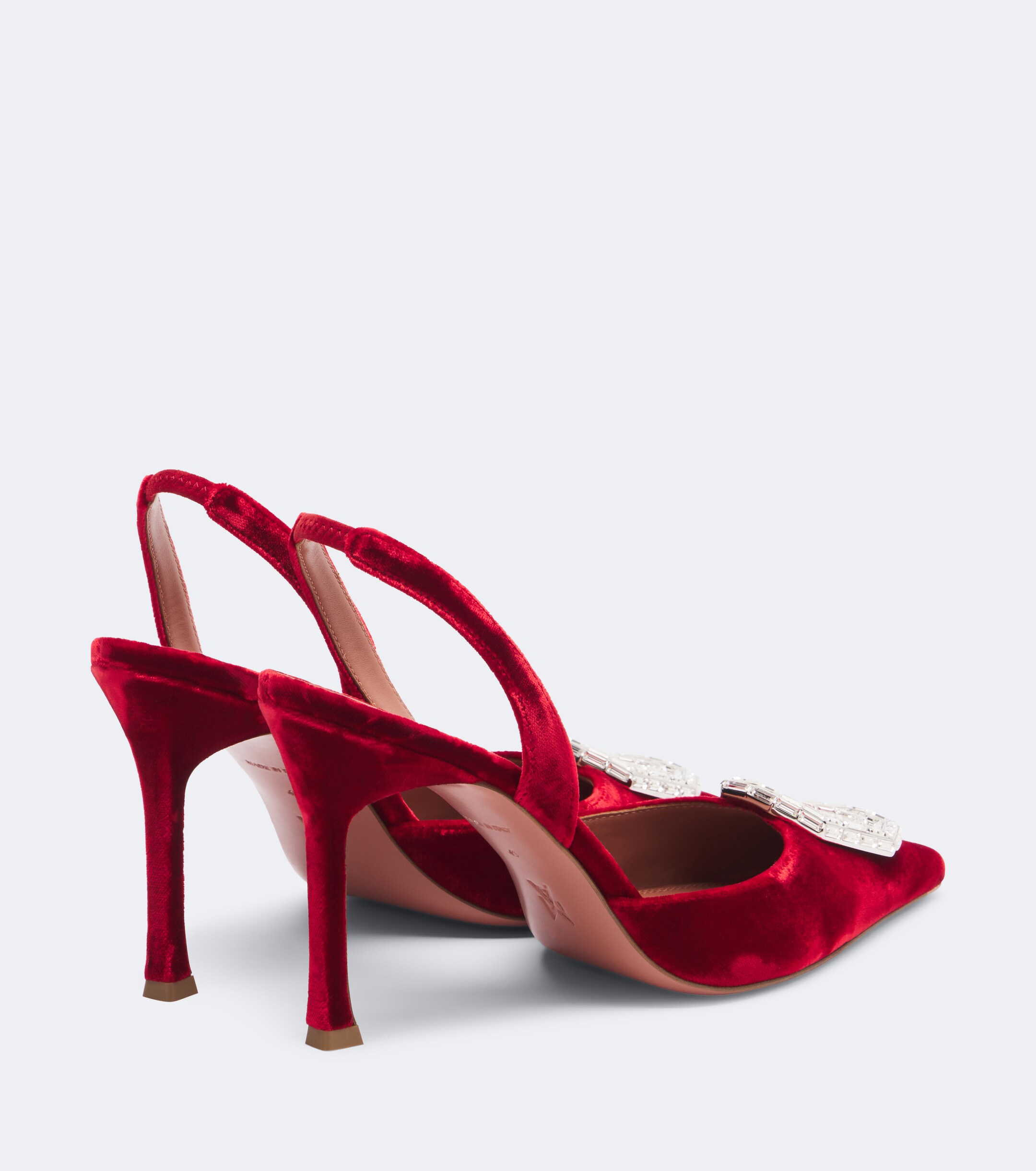 AMINA MUADDI Amina Muaddi Camelia embellished velvet slingback pumps