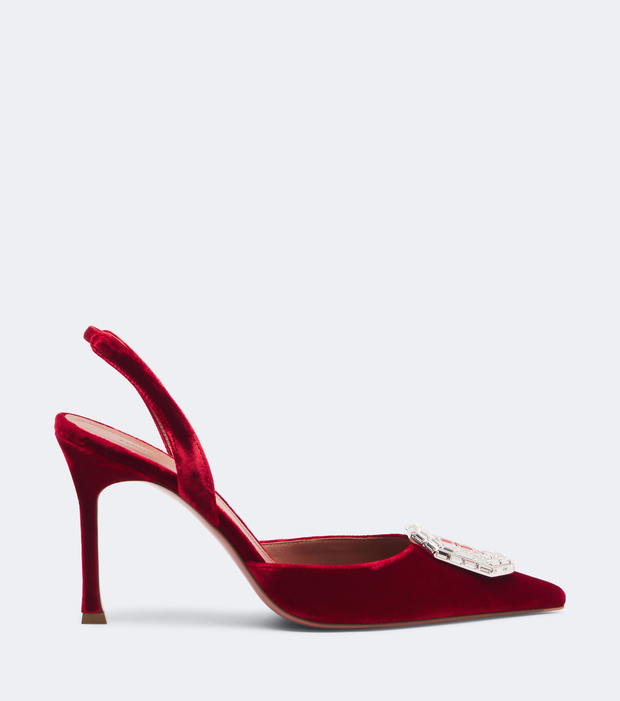 AMINA MUADDI Amina Muaddi Camelia embellished velvet slingback pumps