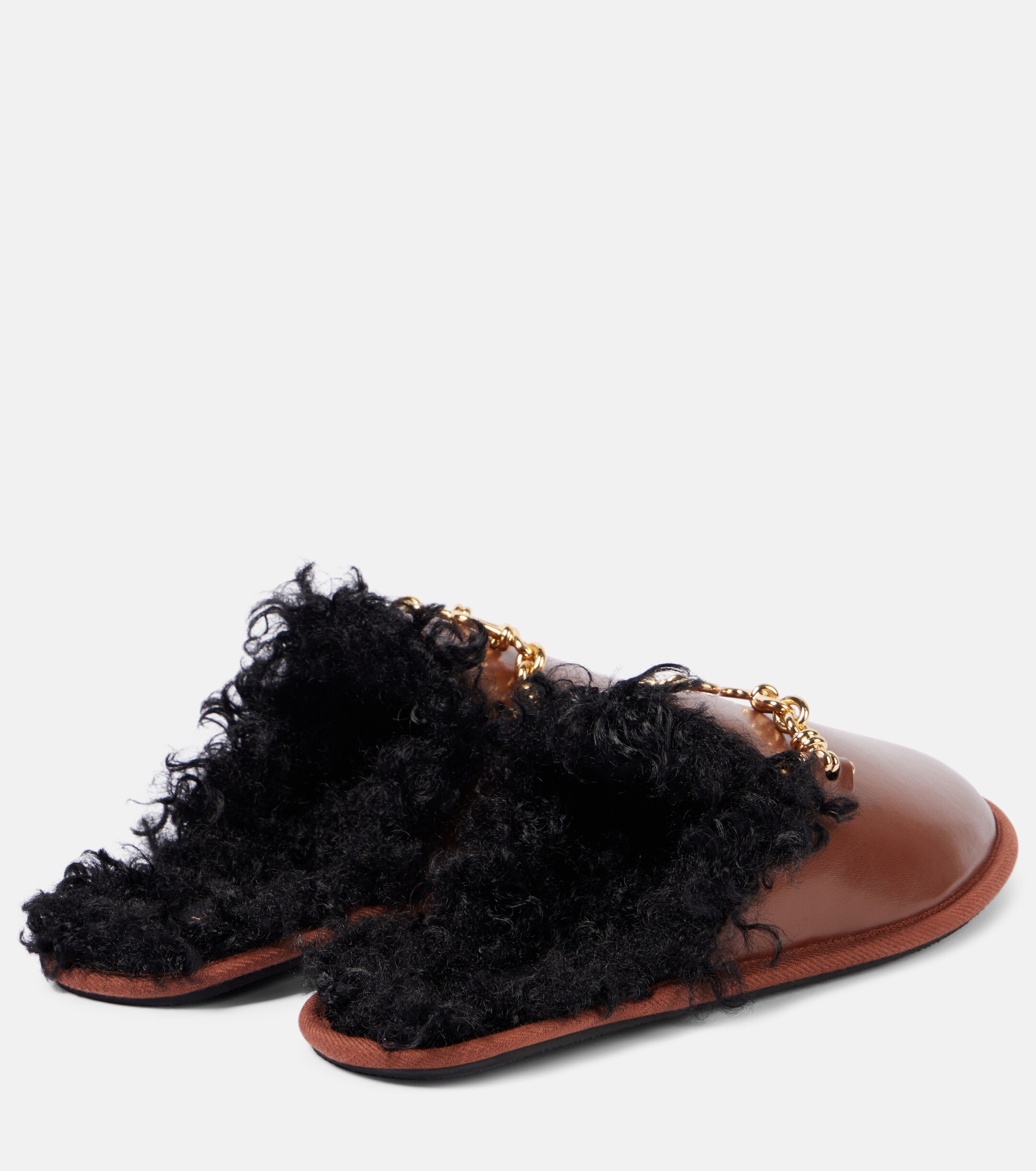 Stella McCartney Ryder teddy-trimmed faux leather mules
