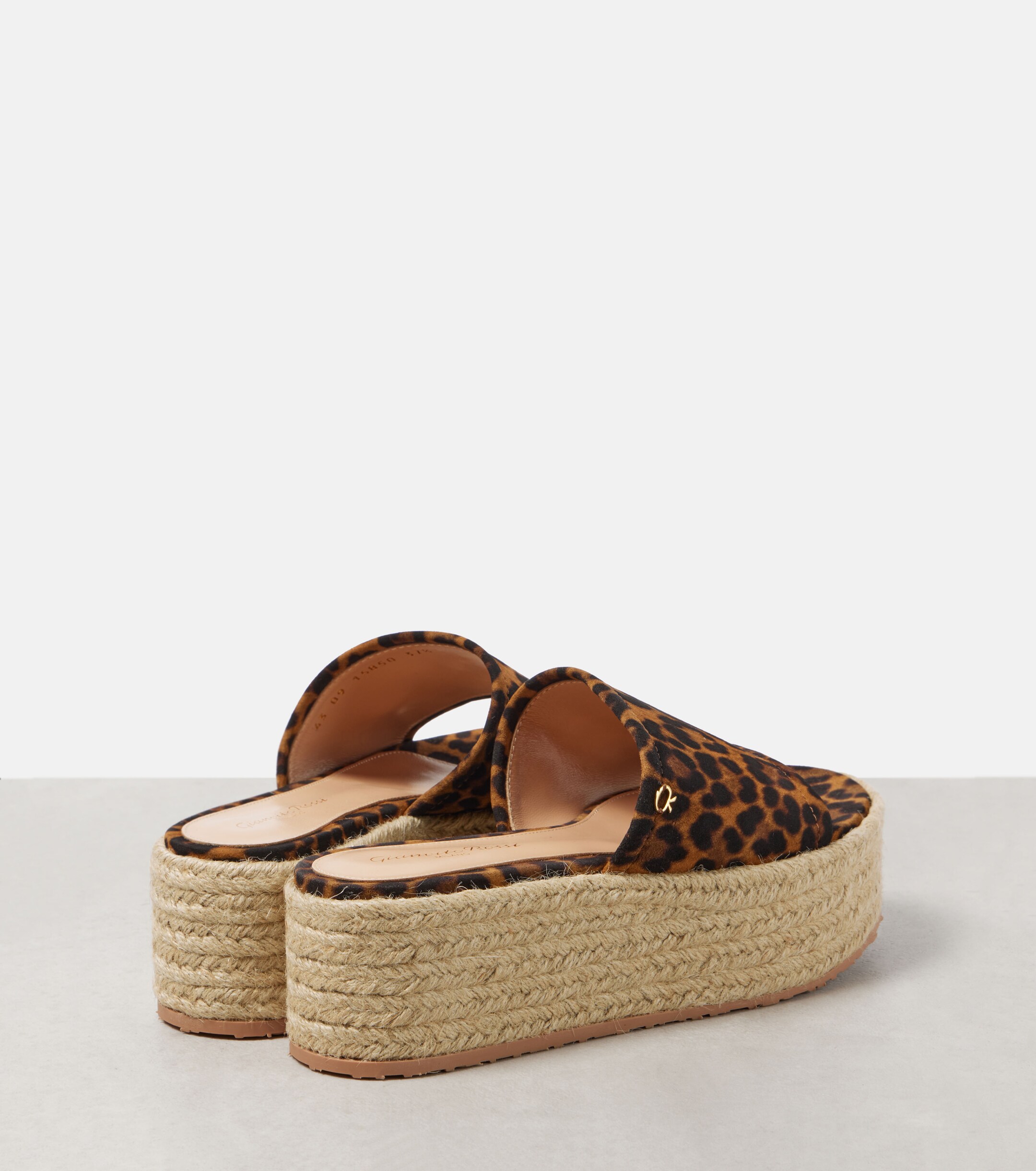 GIANVITO ROSSI Leopard-print suede espadrille slides