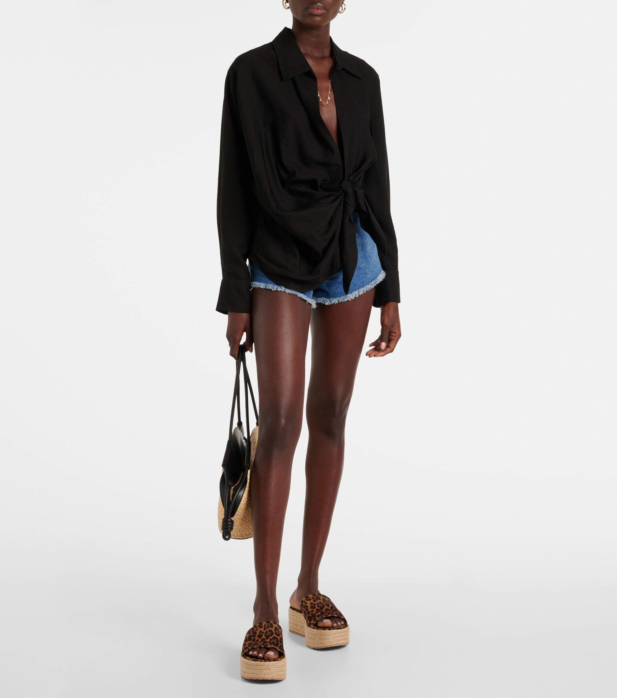 GIANVITO ROSSI Leopard-print suede espadrille slides