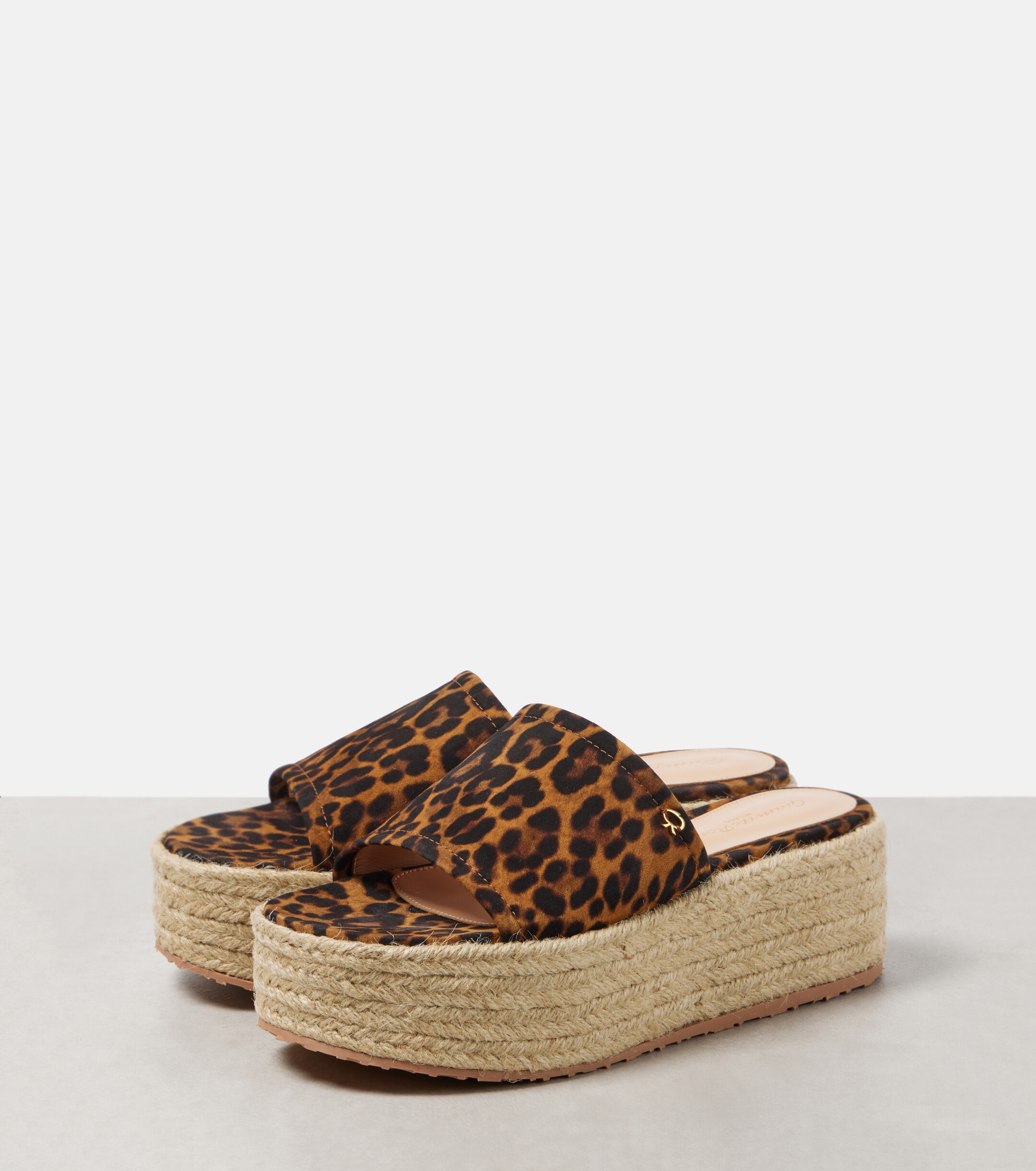 GIANVITO ROSSI Leopard-print suede espadrille slides