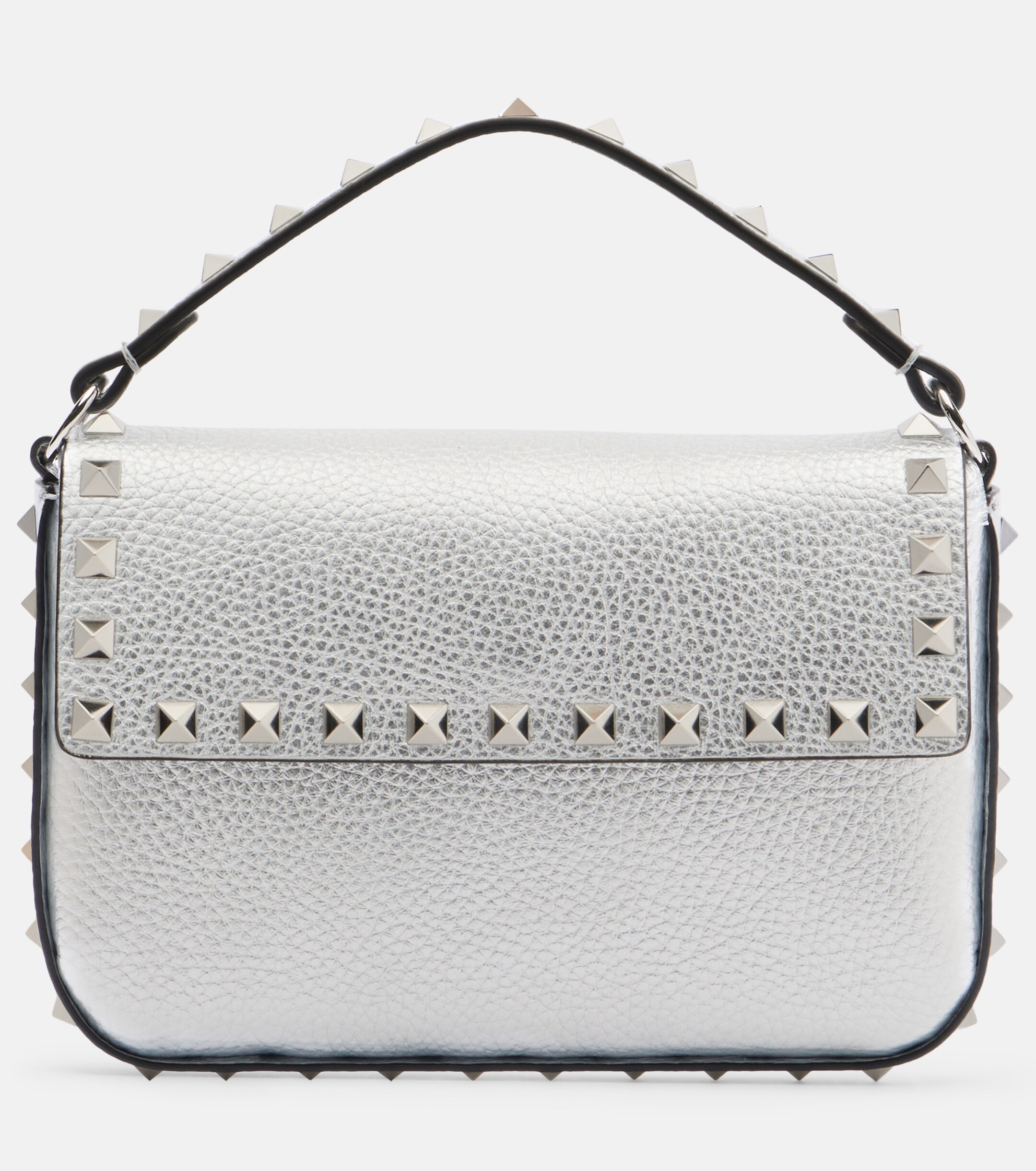 Valentino Garavani Rockstud Small metallic leather top-handle bag
