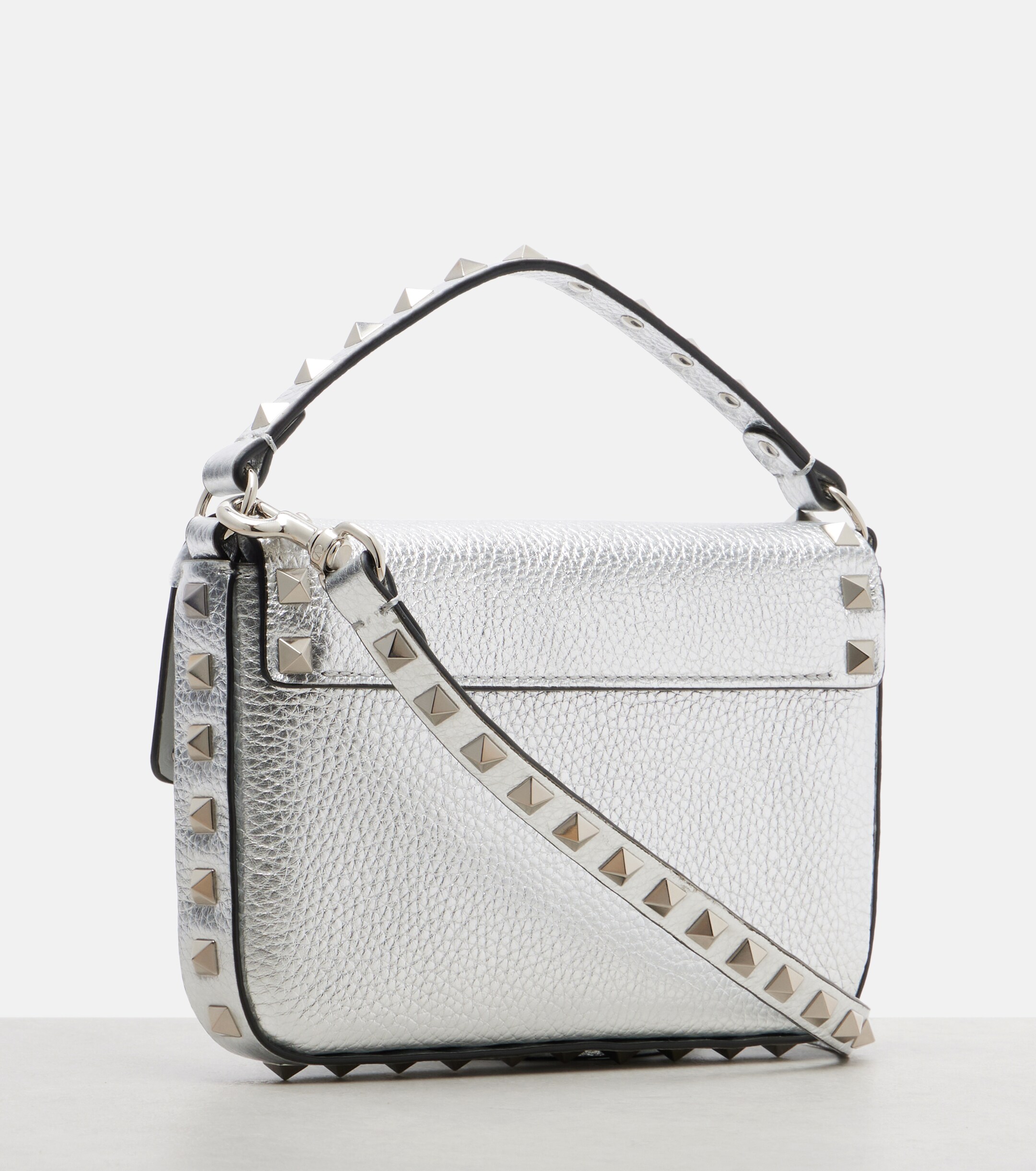 Valentino Garavani Rockstud Small metallic leather top-handle bag thumbnail