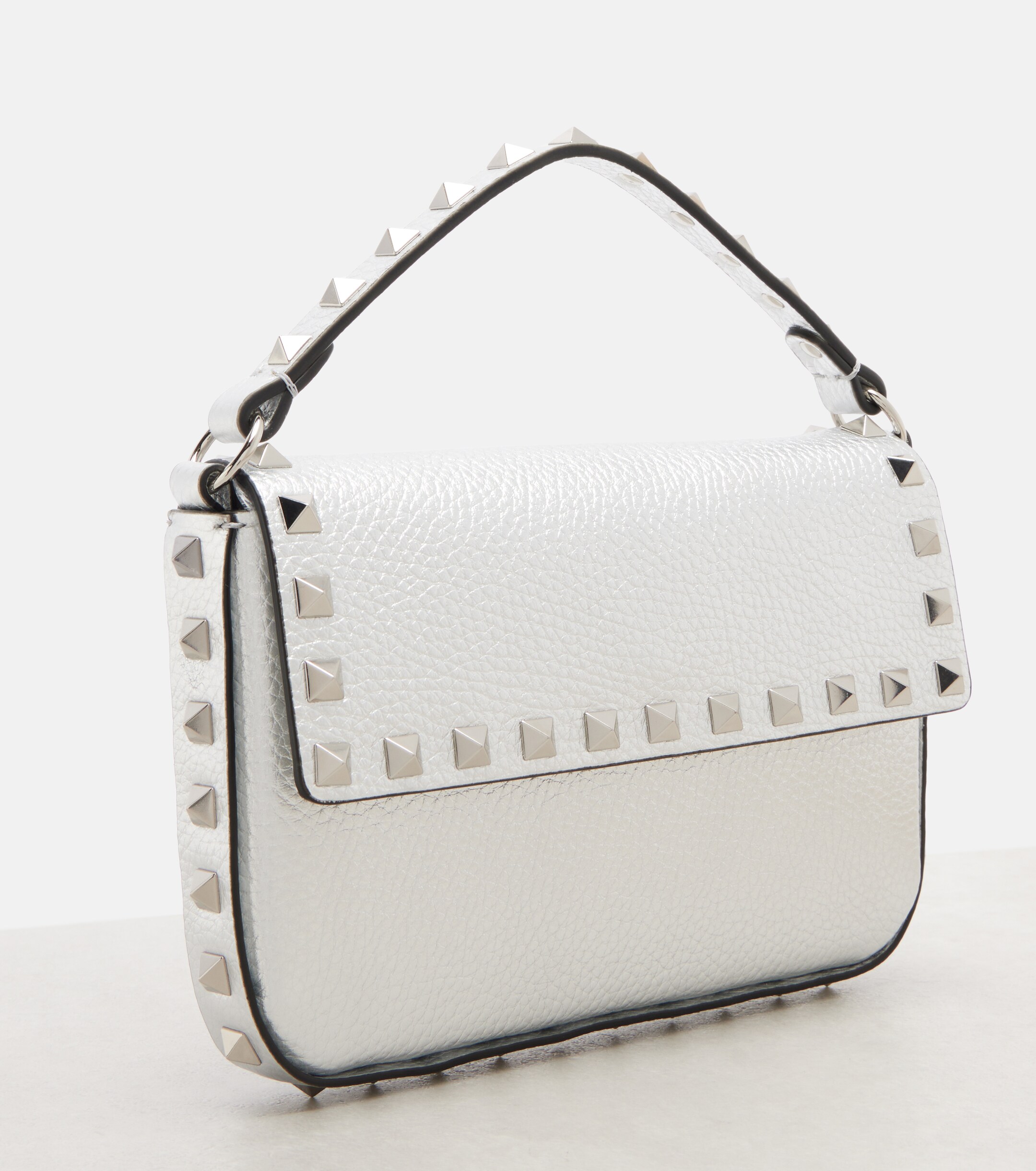 Valentino Garavani Rockstud Small metallic leather top-handle bag thumbnail
