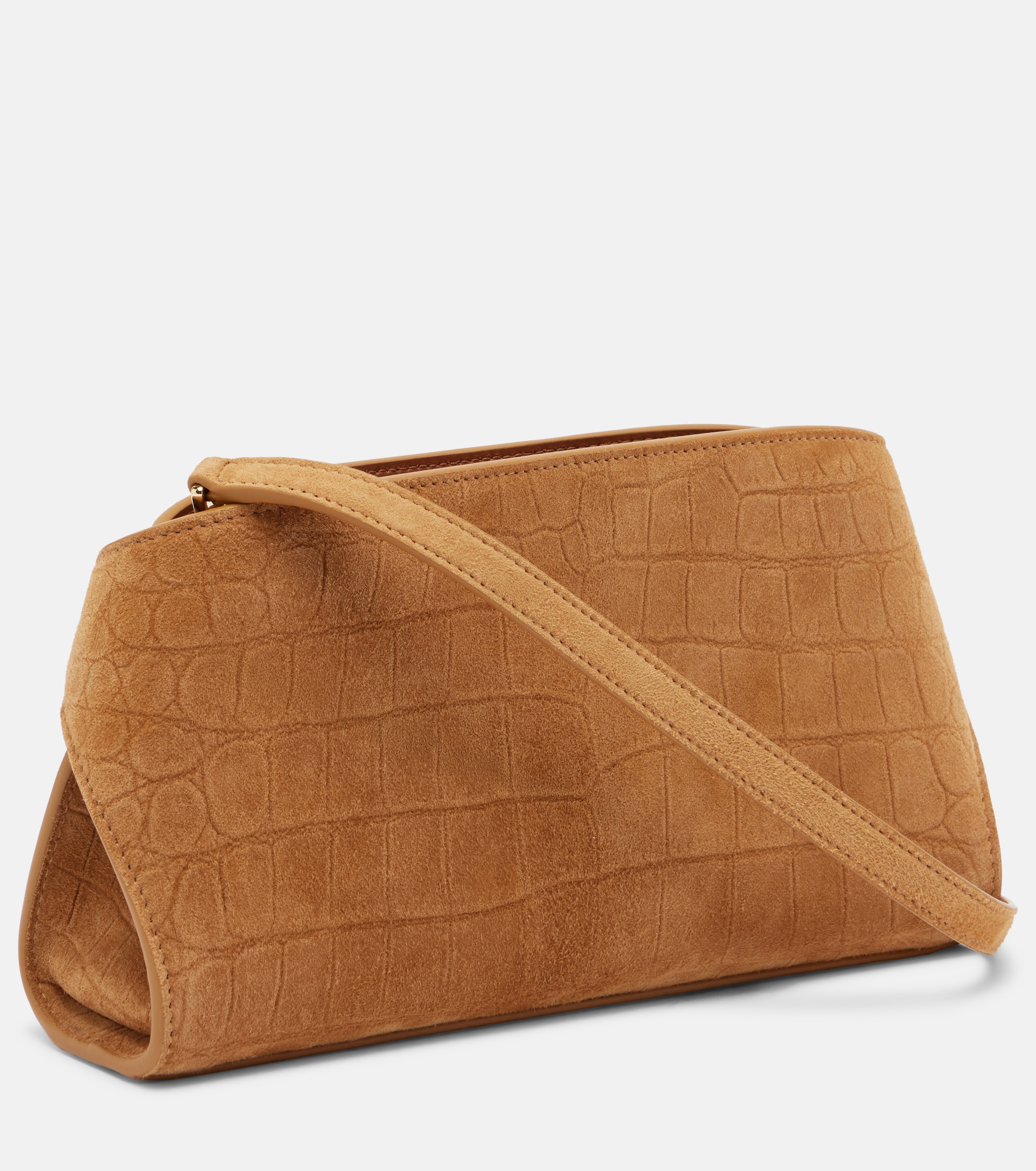 Ferragamo Hug Mini croc-effect suede clutch