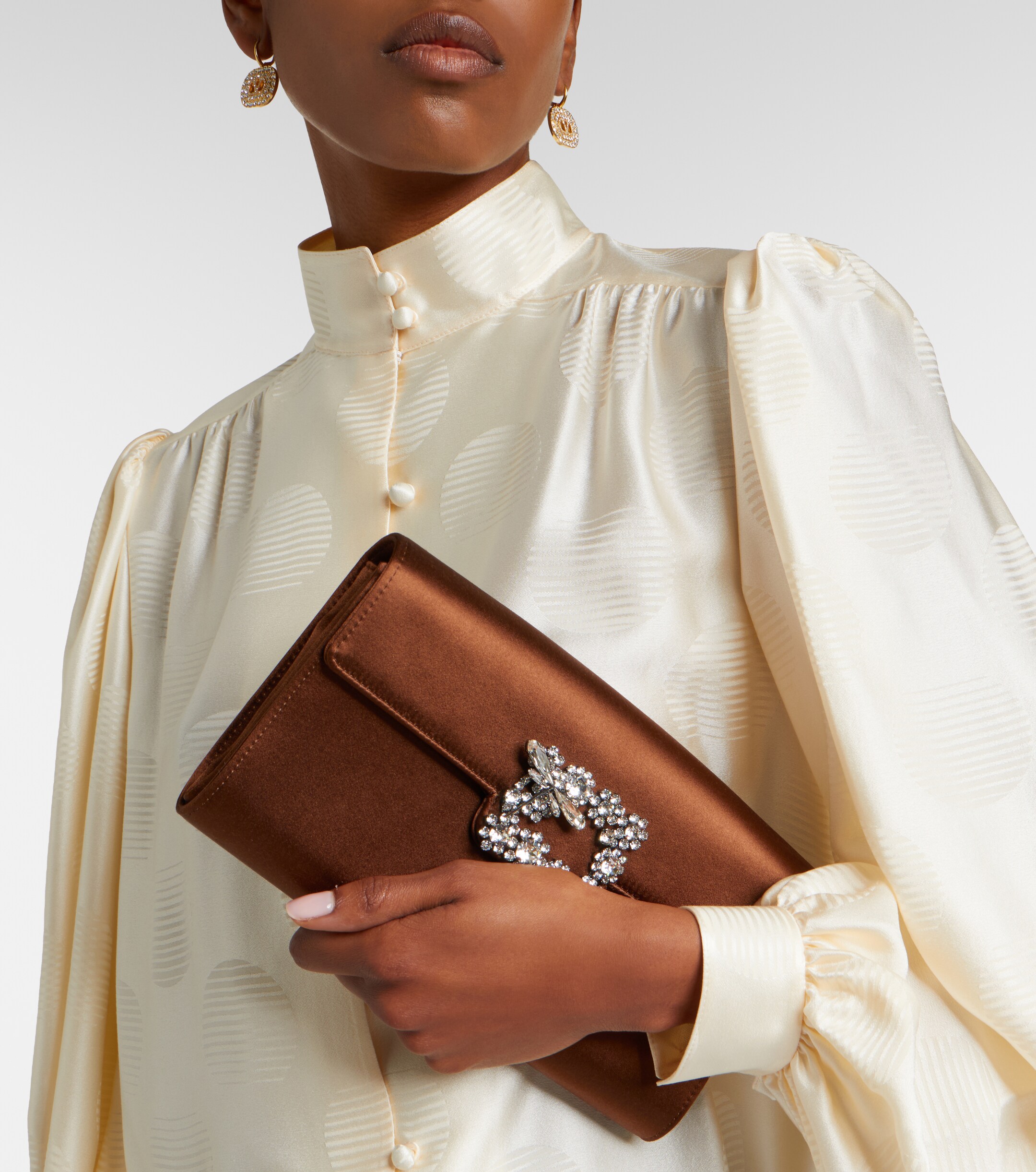ROGER VIVIER Efflorescence embellished satin clutch