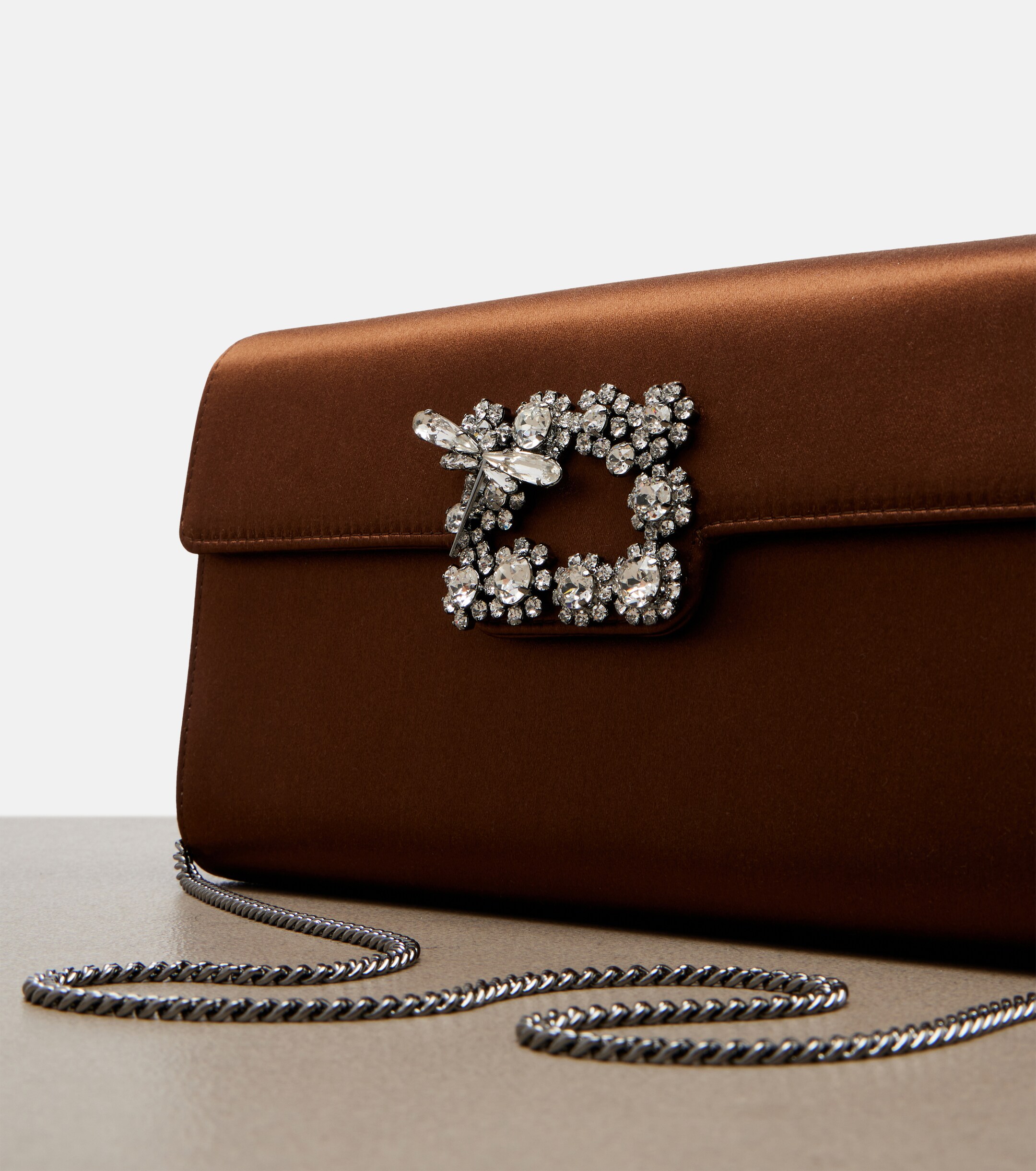 ROGER VIVIER Efflorescence embellished satin clutch