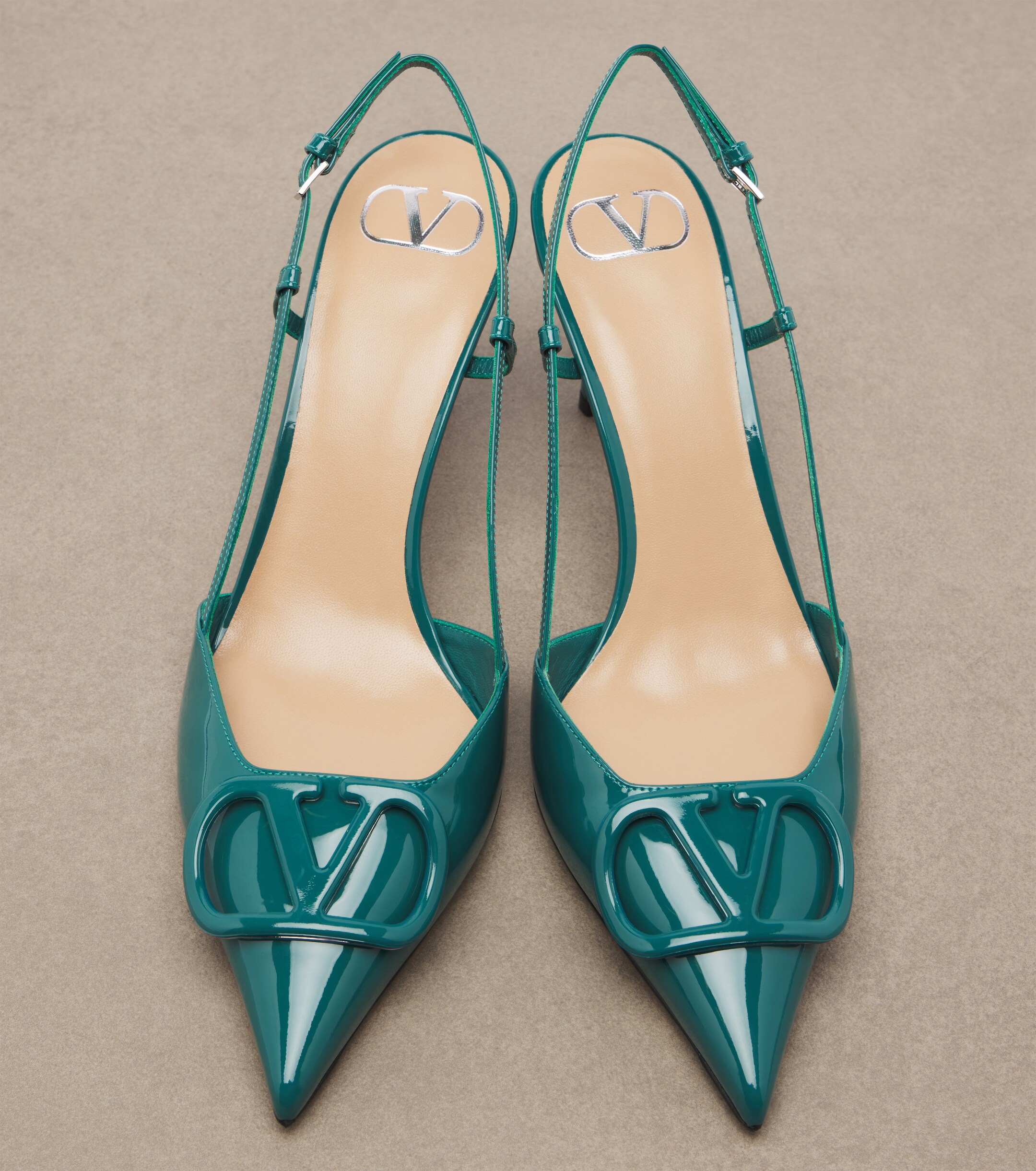 Valentino Garavani Valentino Garavani VLogo patent leather slingback pumps