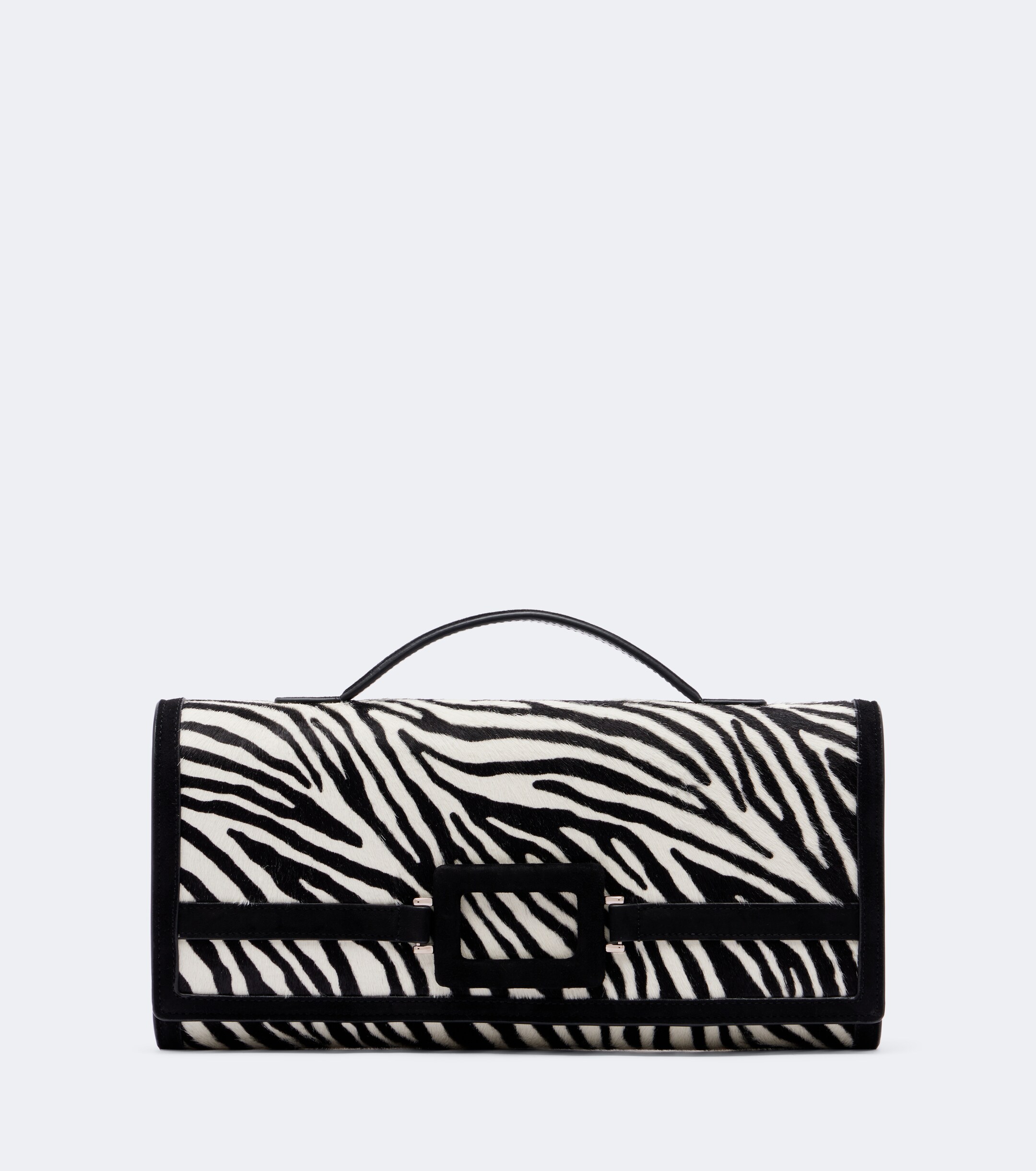 ROGER VIVIER Belle Vivier zebra-print calf hair clutch