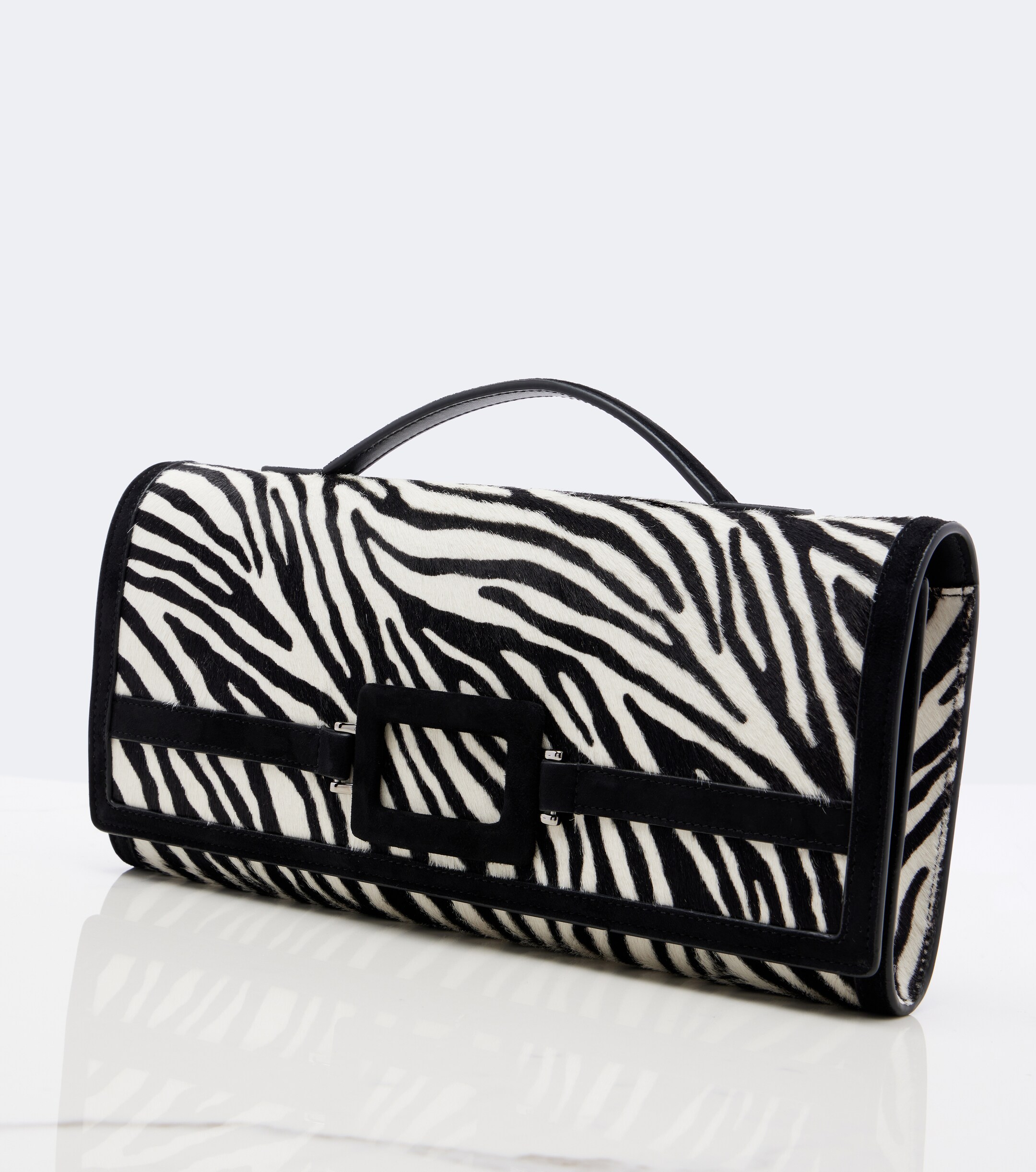 ROGER VIVIER Belle Vivier zebra-print calf hair clutch