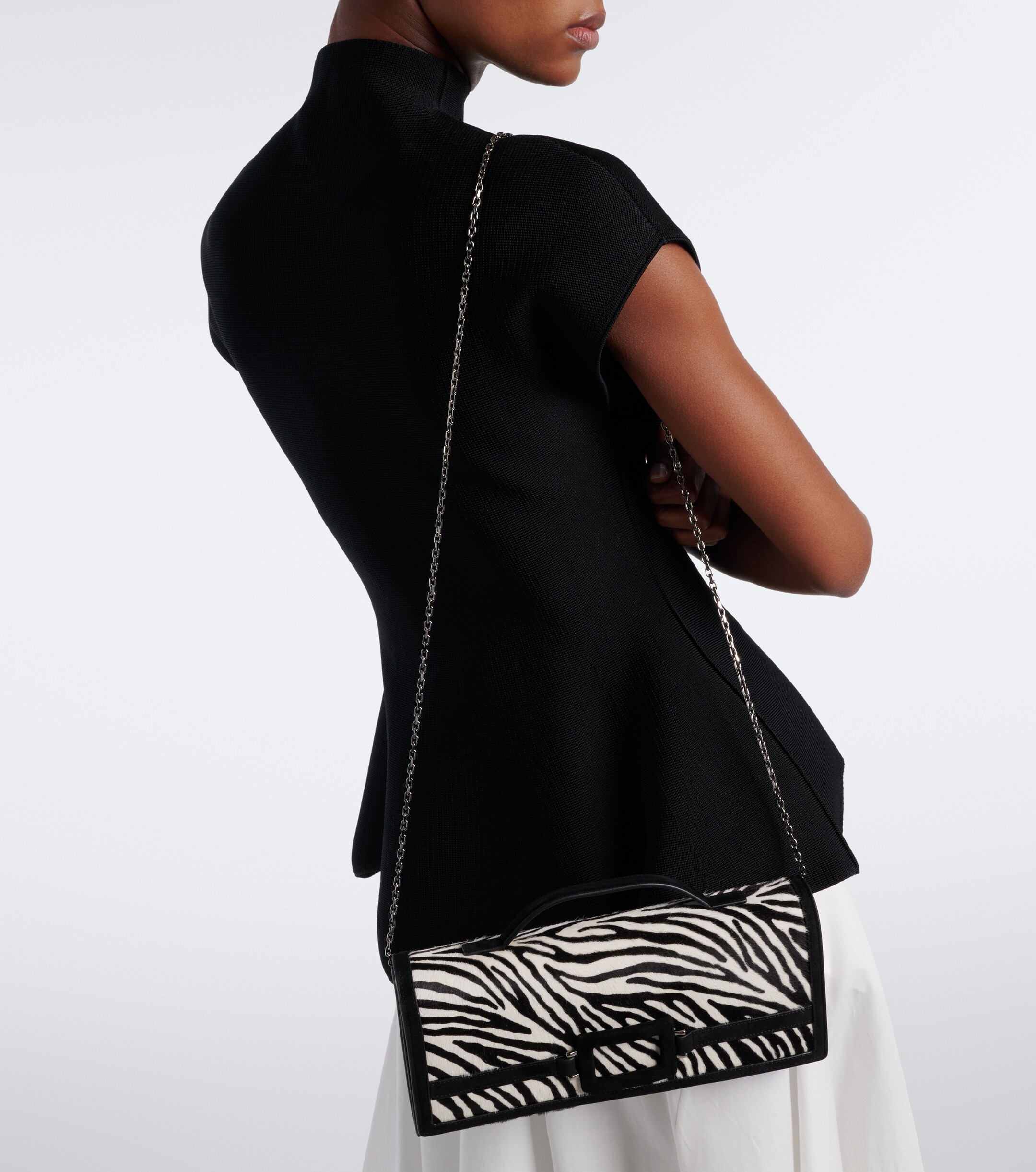 ROGER VIVIER Belle Vivier zebra-print calf hair clutch