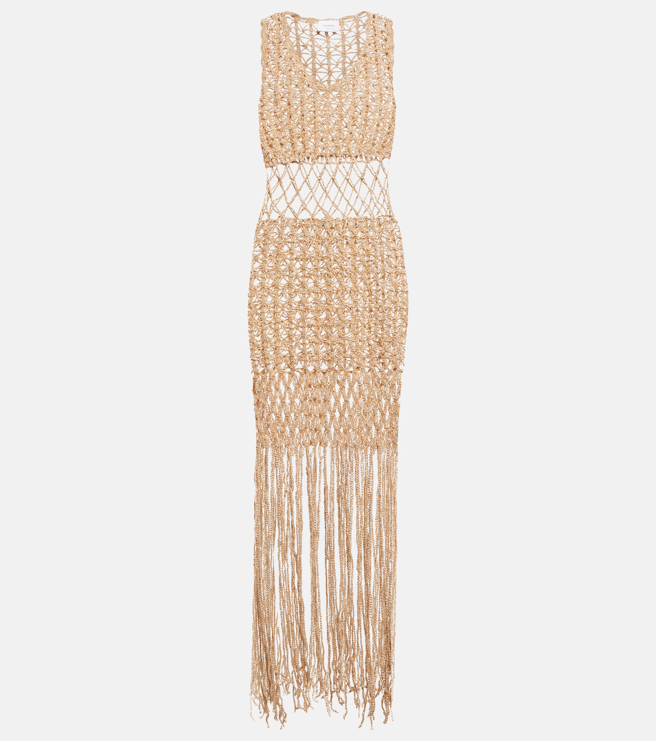 Anna Kosturova Fringe-trimmed crochet midi dress