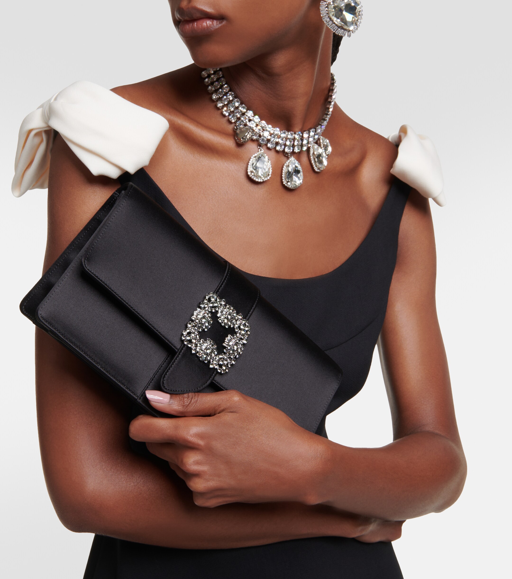 MANOLO BLAHNIK Capri embellished satin clutch