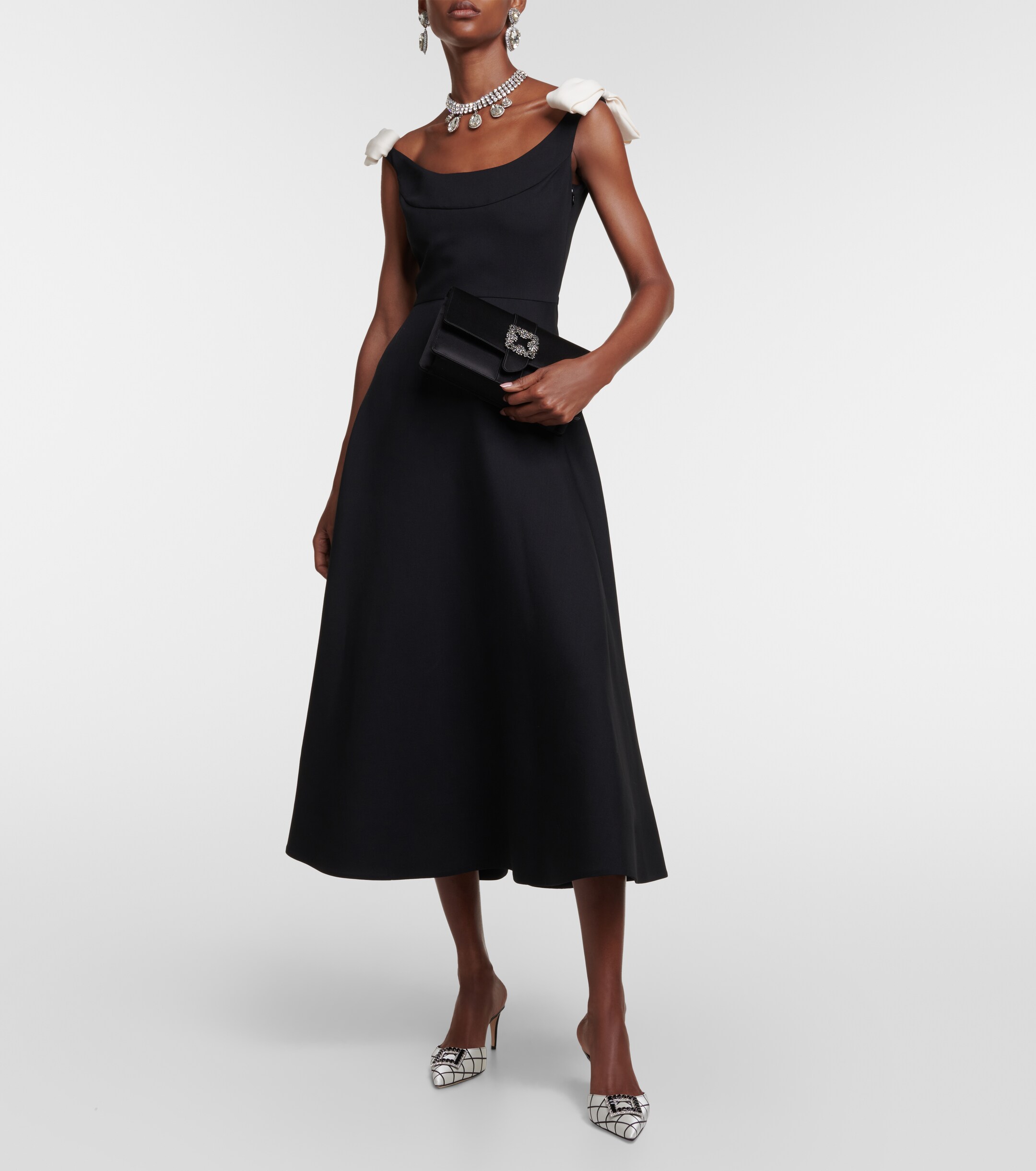 MANOLO BLAHNIK Capri embellished satin clutch