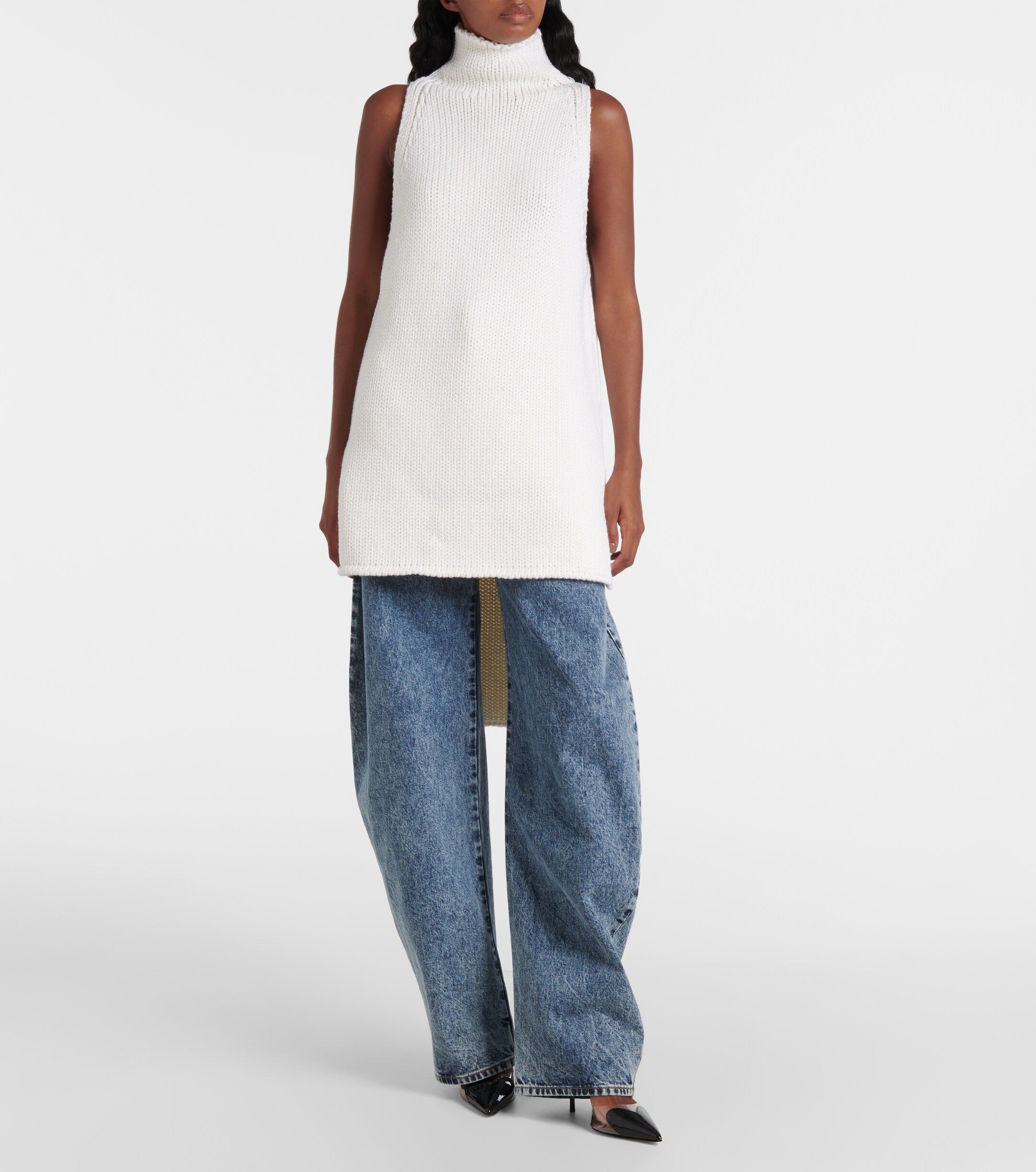 Alaïa Caped wool turtleneck top