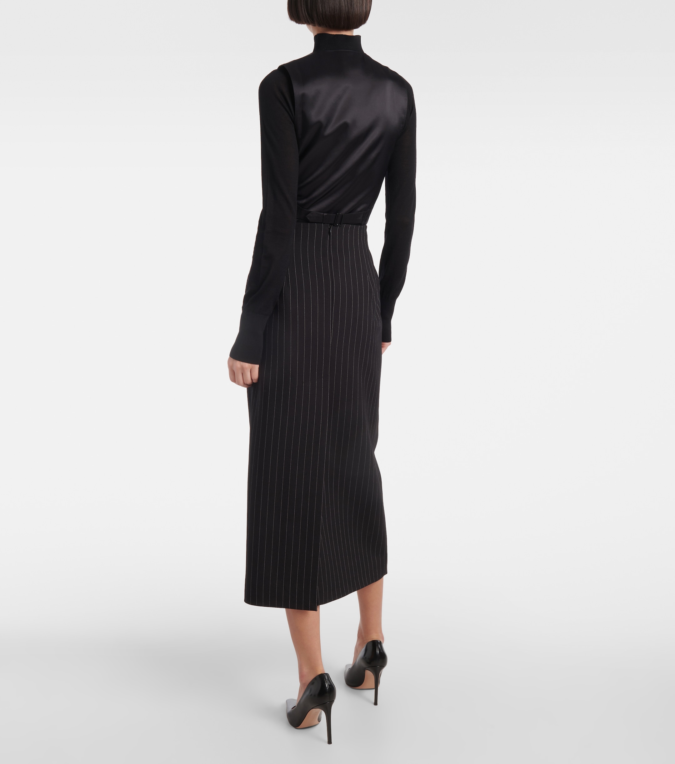 Wardrobe.NYC Contour pinstripe wool midi skirt