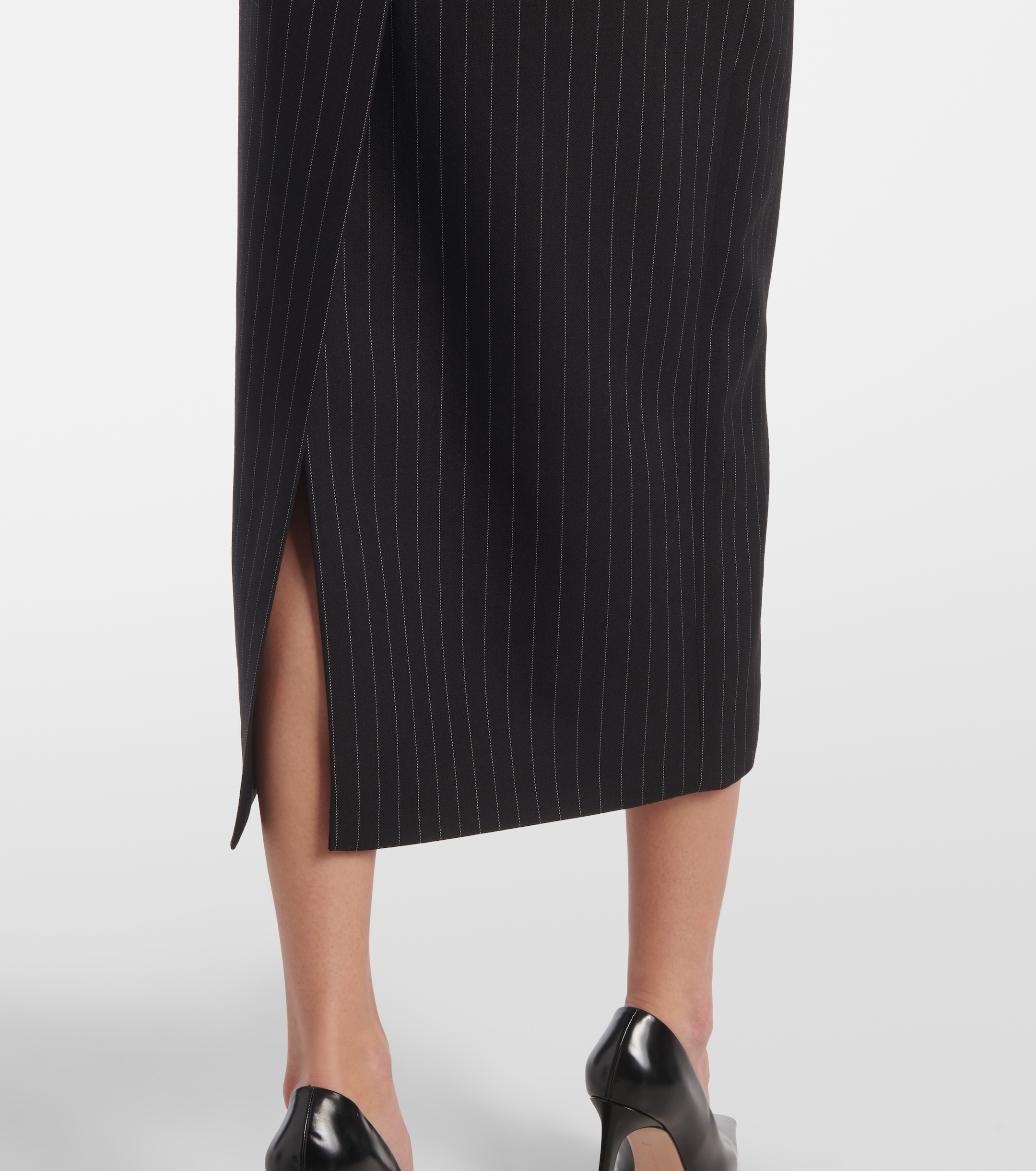 Wardrobe.NYC Contour pinstripe wool midi skirt
