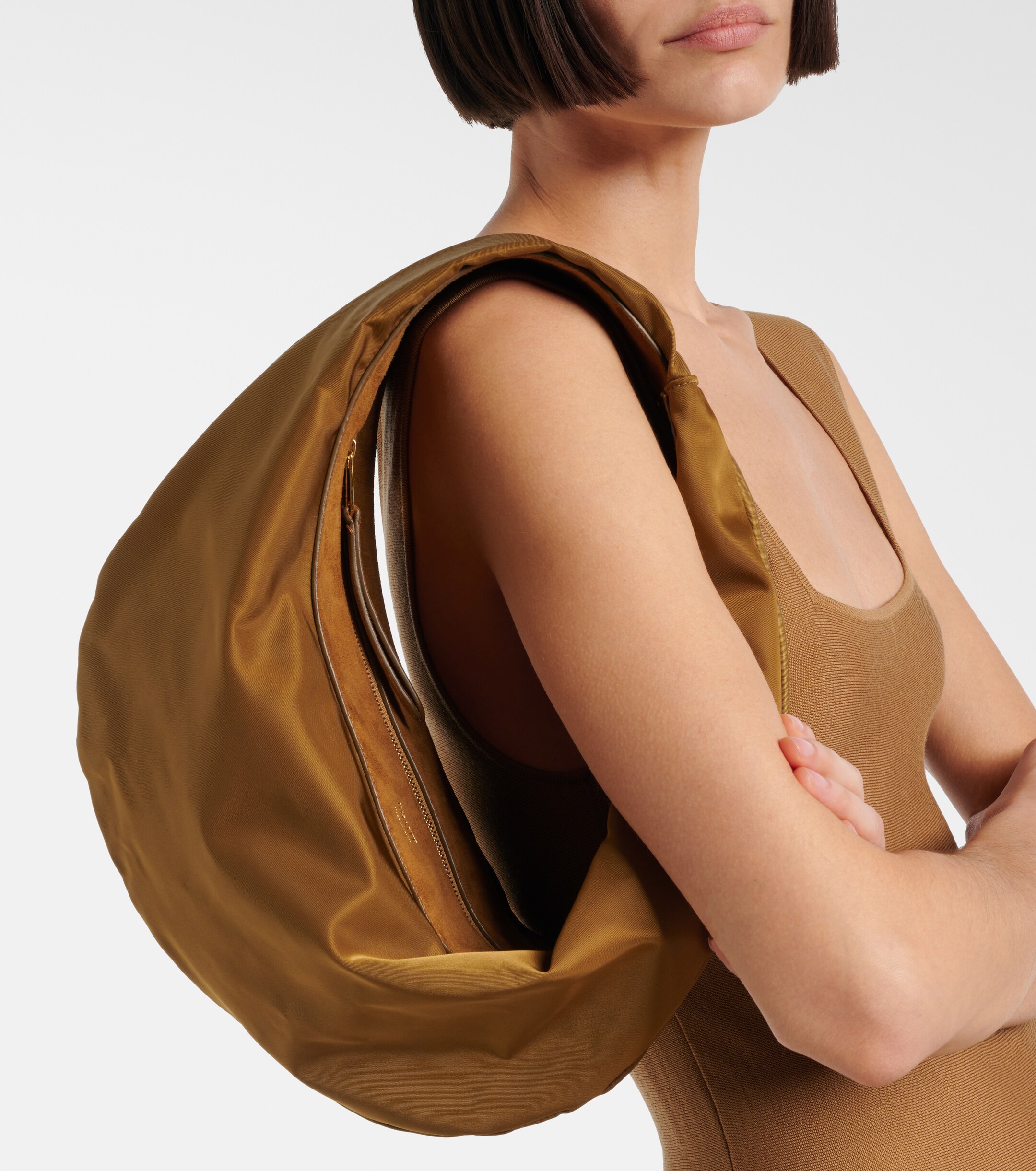 KHAITE Olivia Medium suede-trimmed shoulder bag