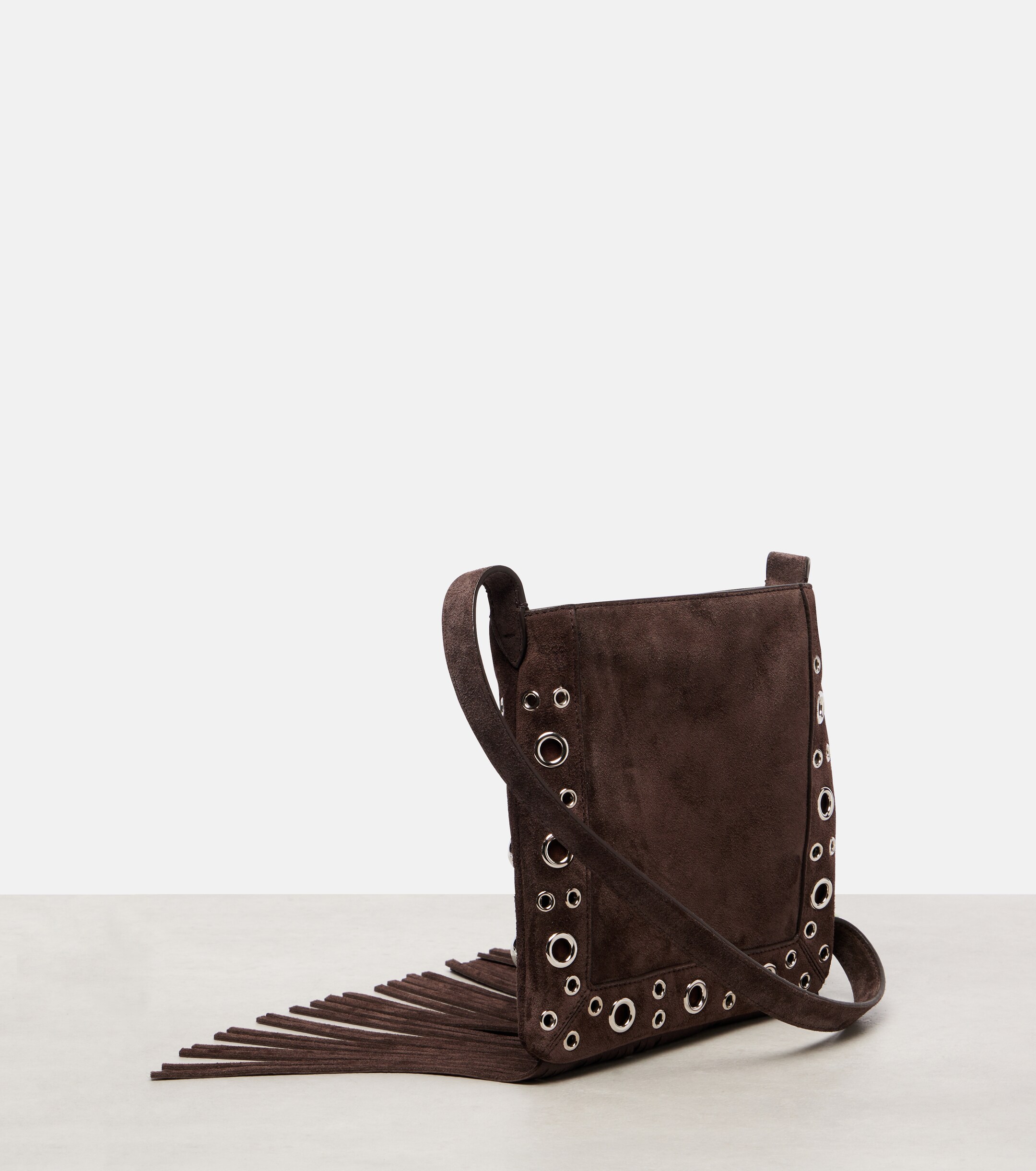 Valentino Garavani Nellcôte Small fringed suede shoulder bag thumbnail