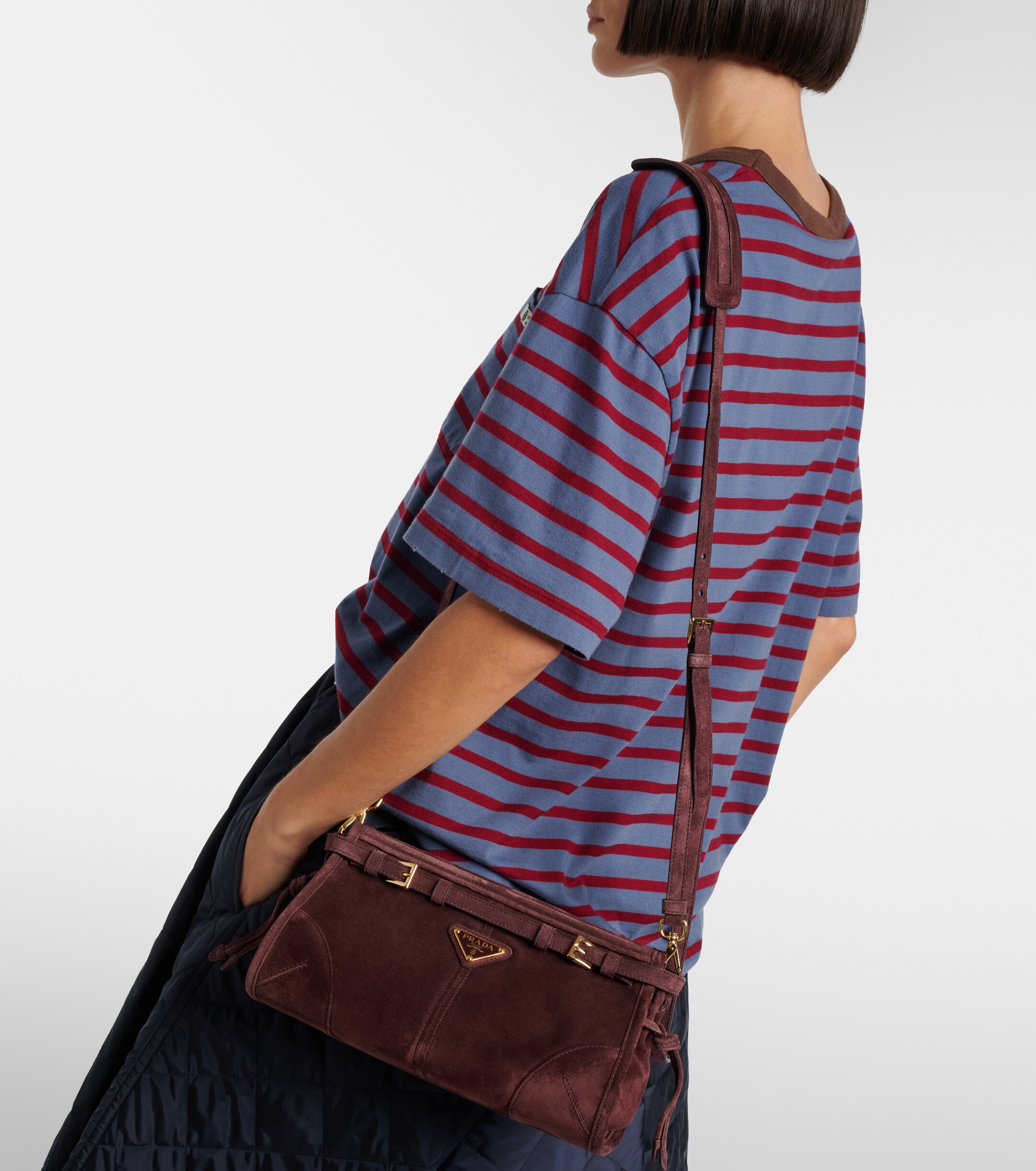 Prada Prada Bonnie Small suede shoulder bag