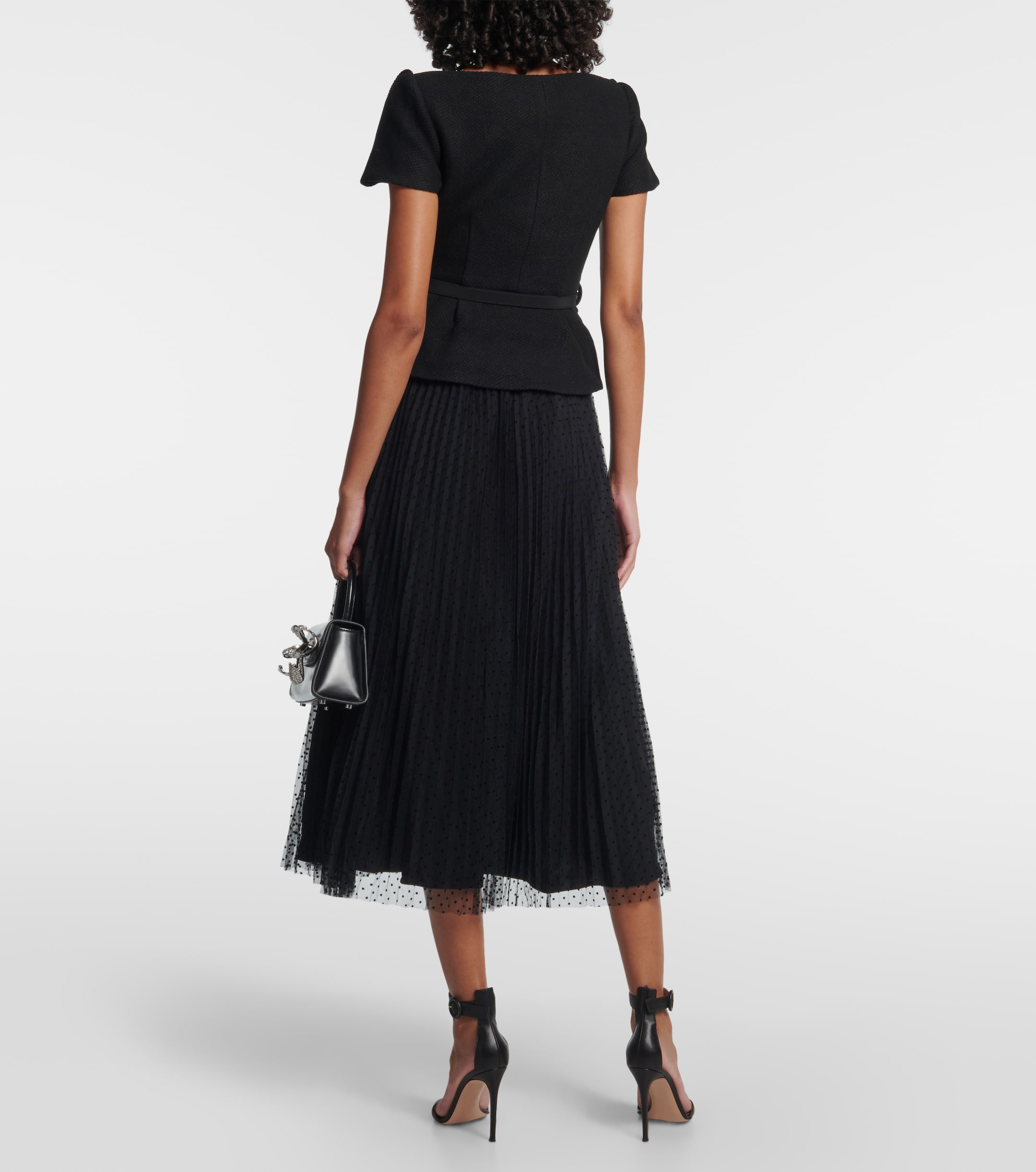 self-portrait Plissé off-shoulder midi dress