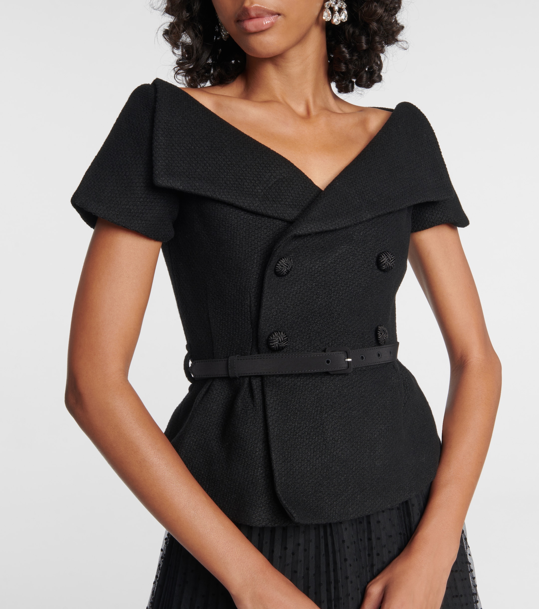 self-portrait Plissé off-shoulder midi dress