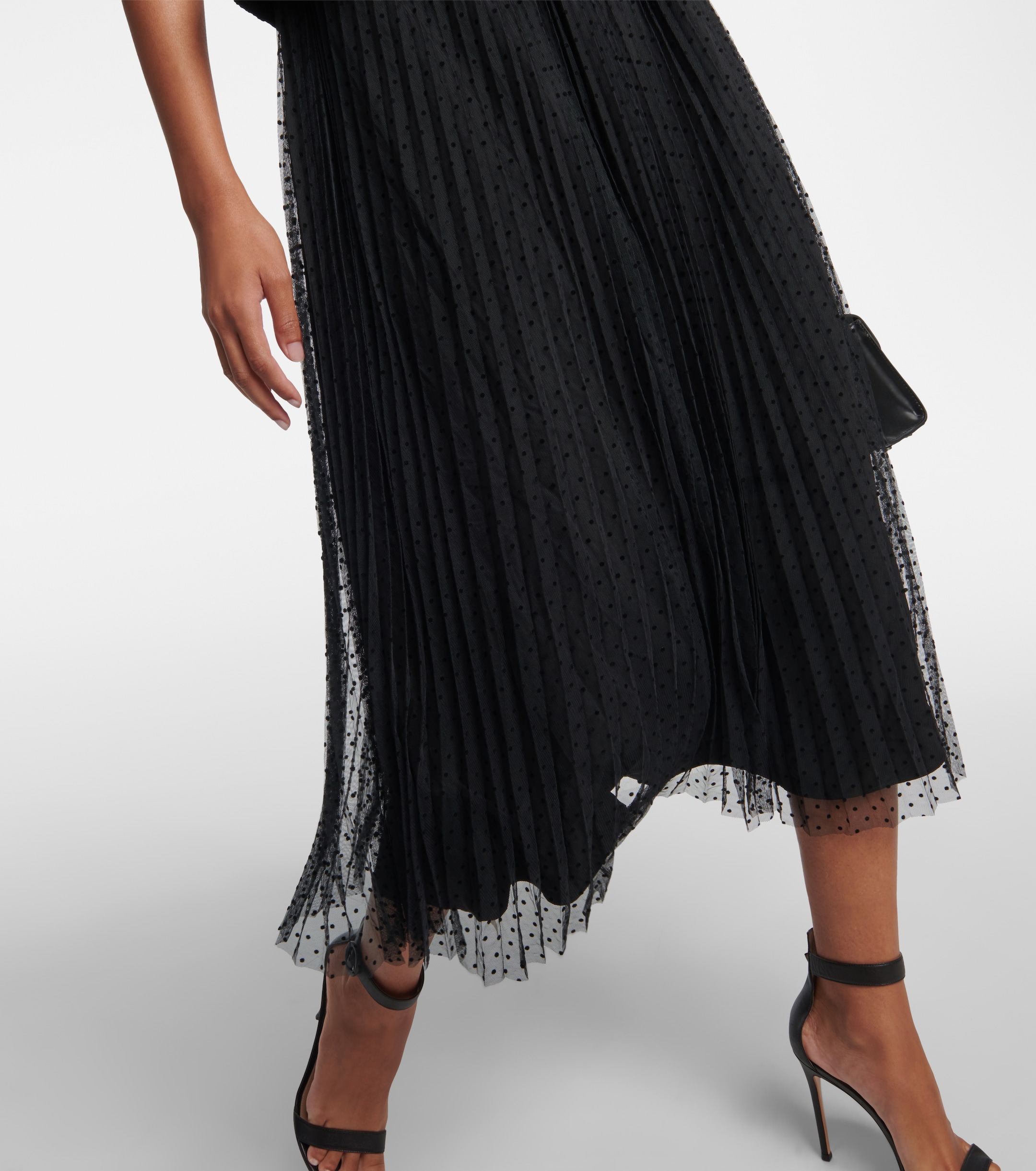 self-portrait Plissé off-shoulder midi dress