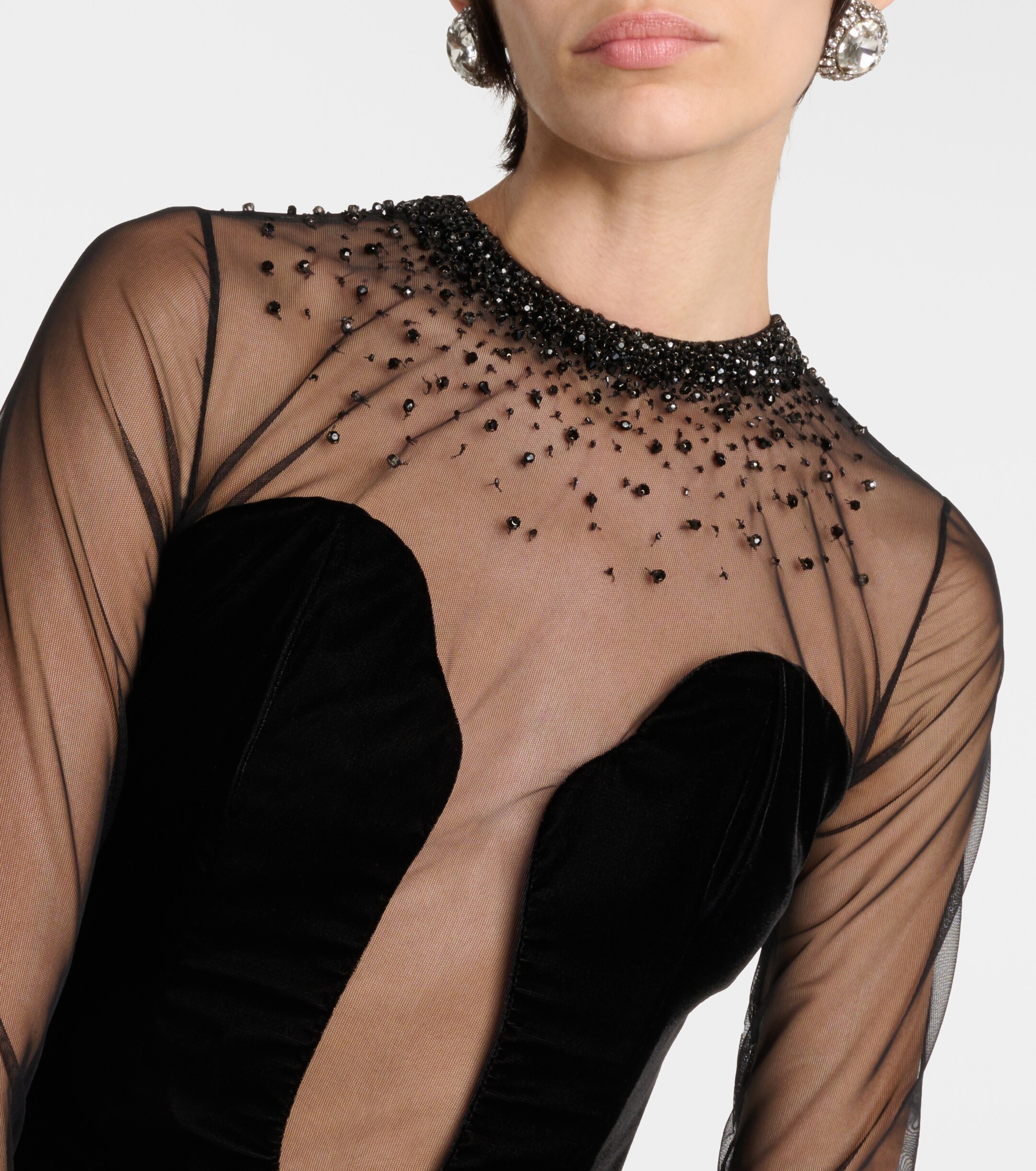 Miss Sohee Embellished velvet gown thumbnail