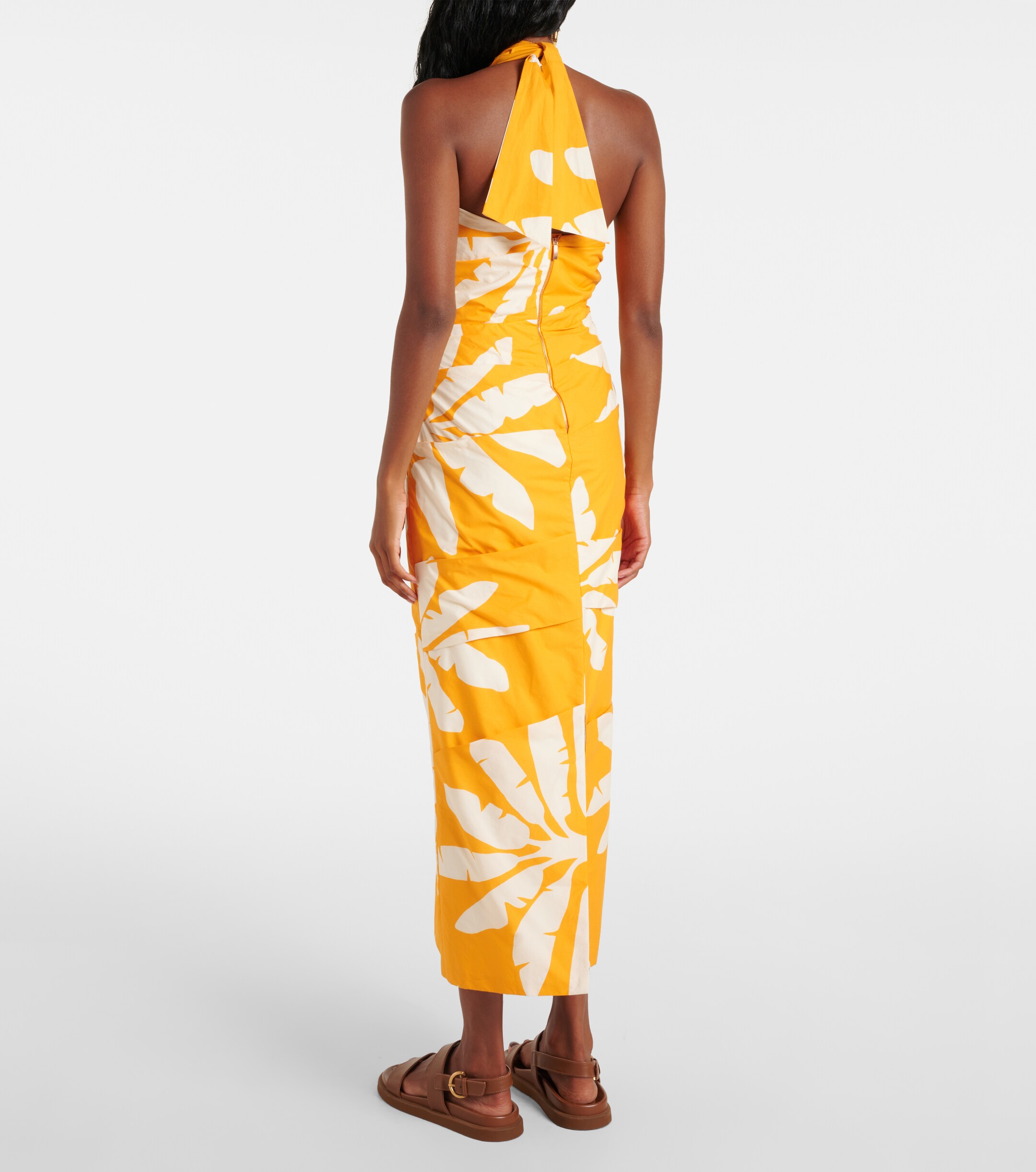 Johanna Ortiz Printed twisted cutout midi dress thumbnail