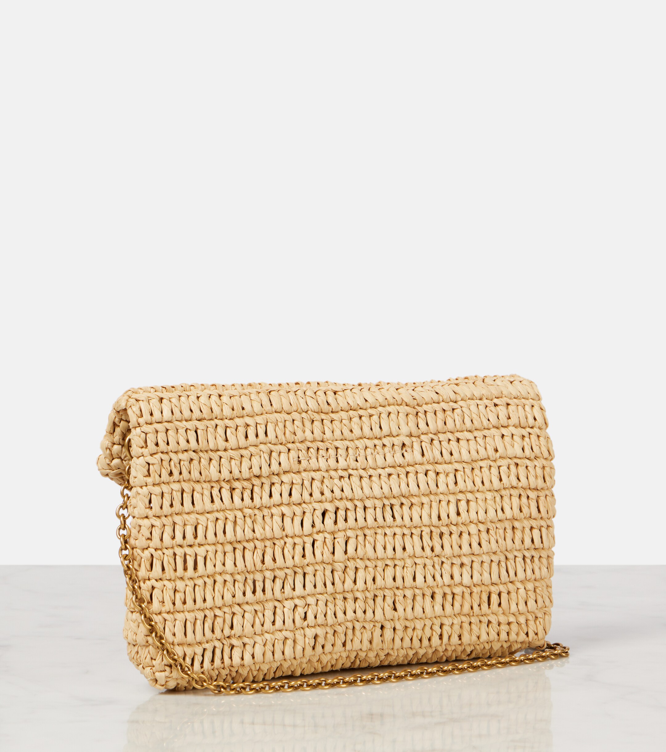Saint Laurent Cassandre Mini raffia shoulder bag