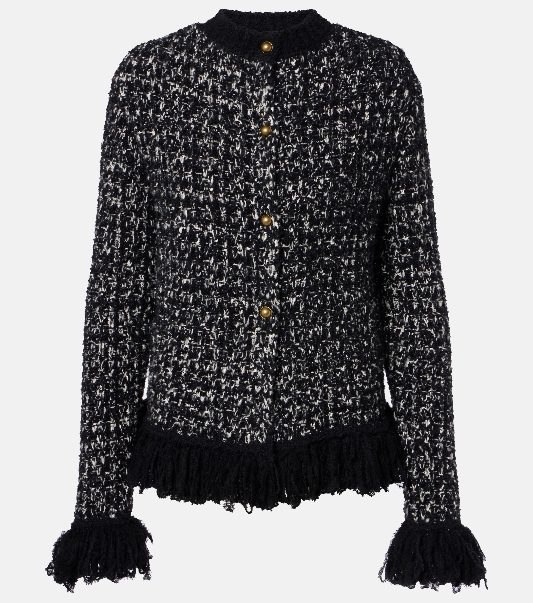 Moncler Fringed wool and cotton-blend cardigan thumbnail