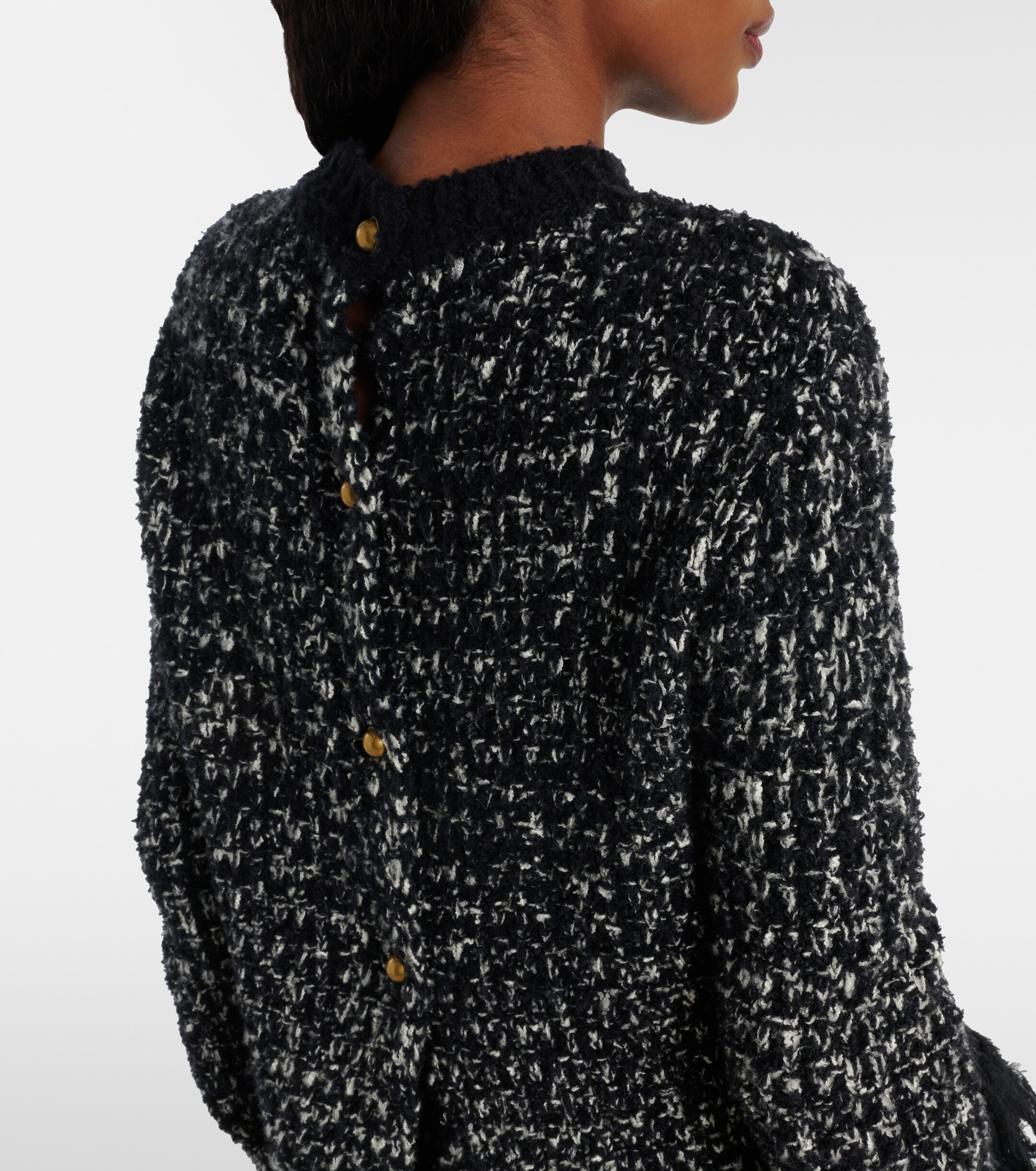 Moncler Fringed wool and cotton-blend cardigan thumbnail