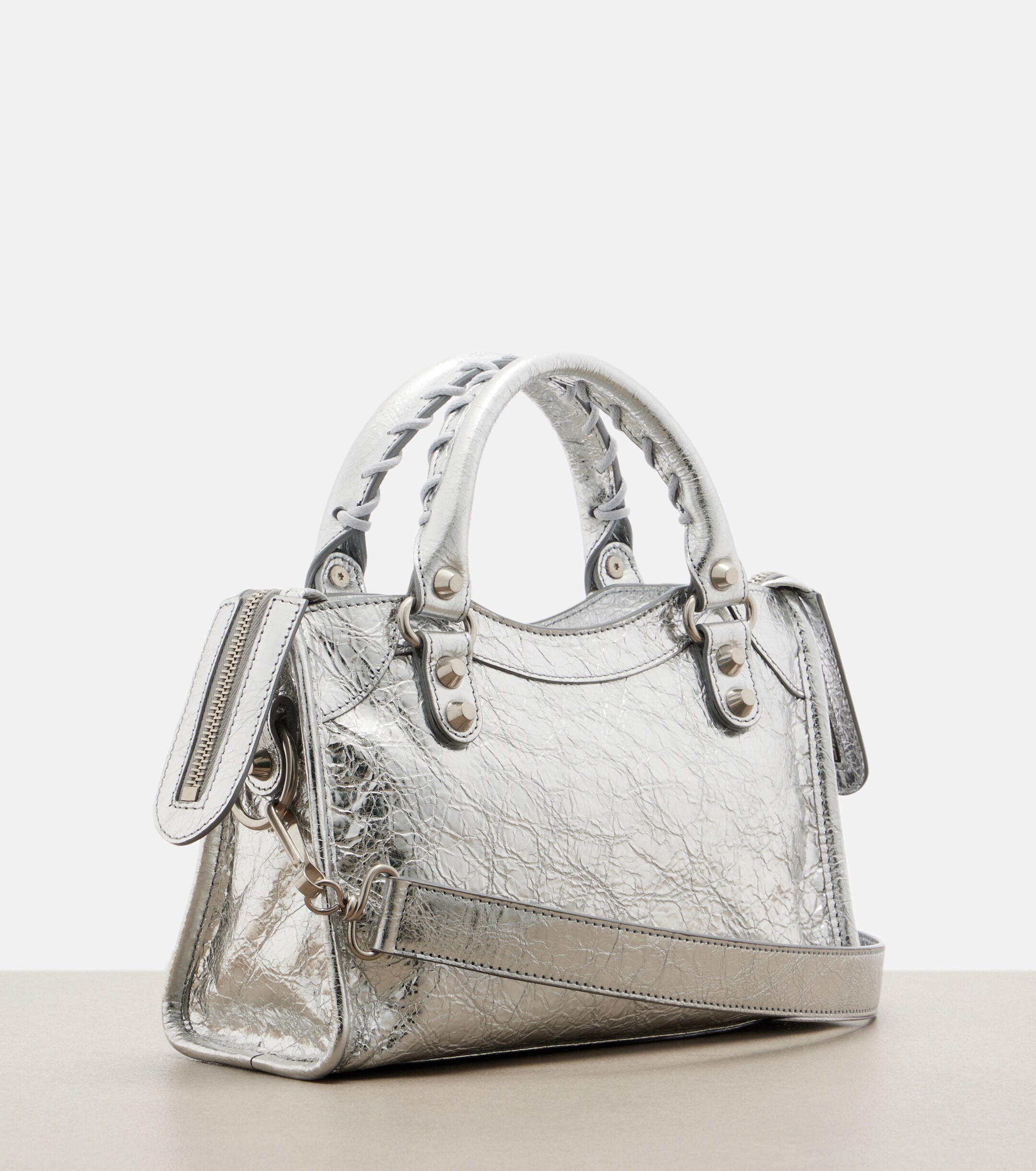 Balenciaga Le City Small metallic leather tote bag