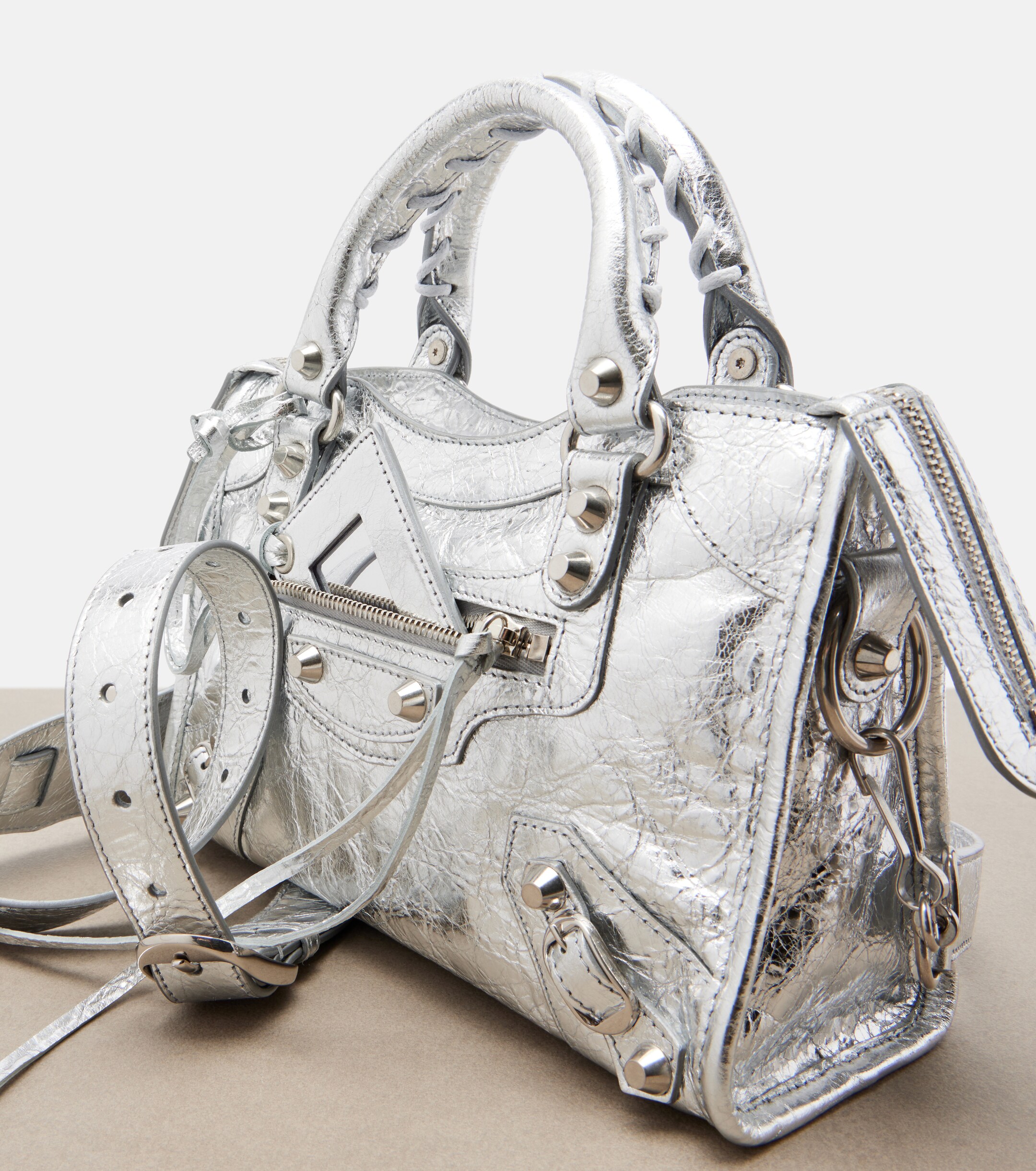 Balenciaga Le City Small metallic leather tote bag