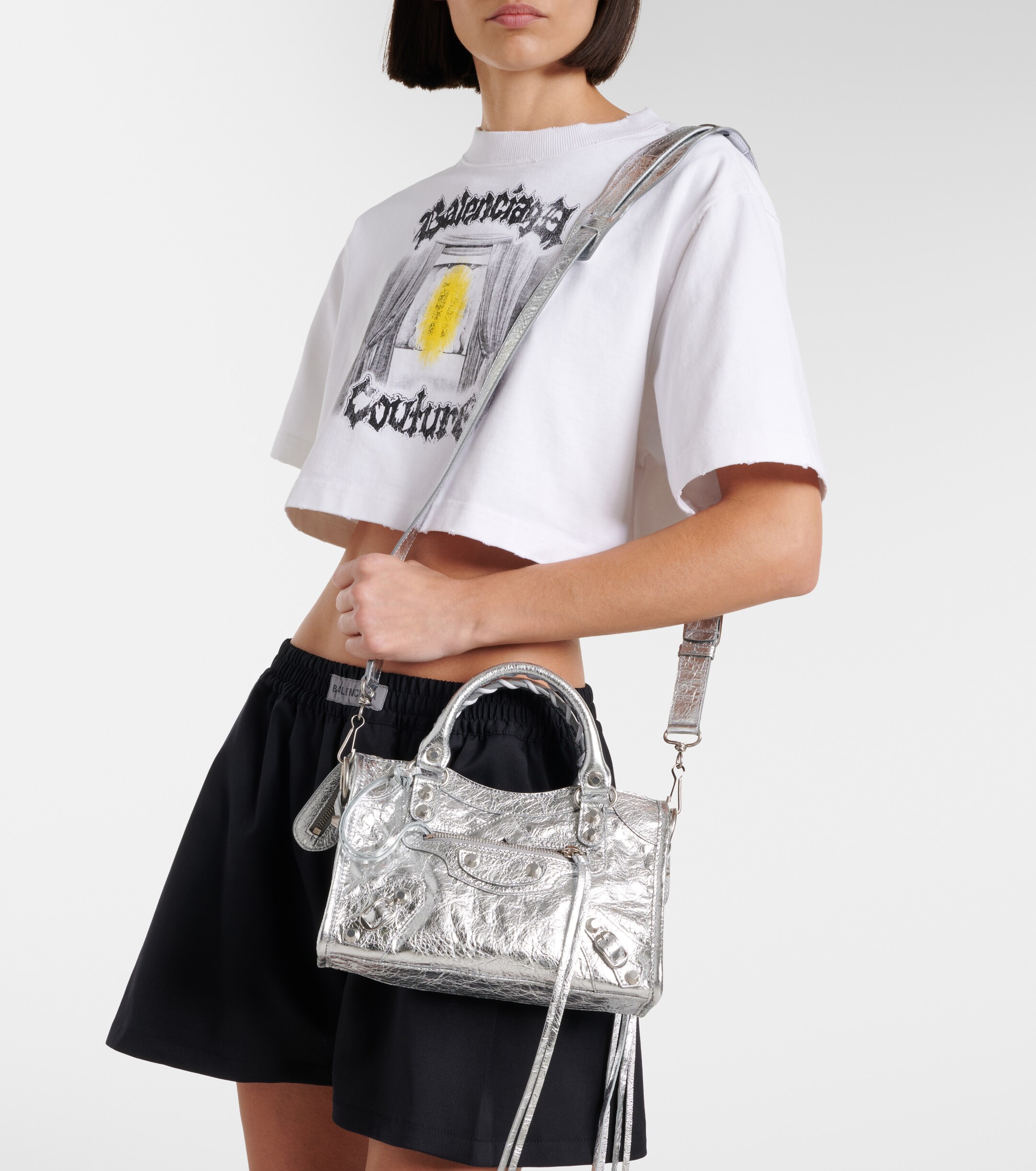 Balenciaga Le City Small metallic leather tote bag