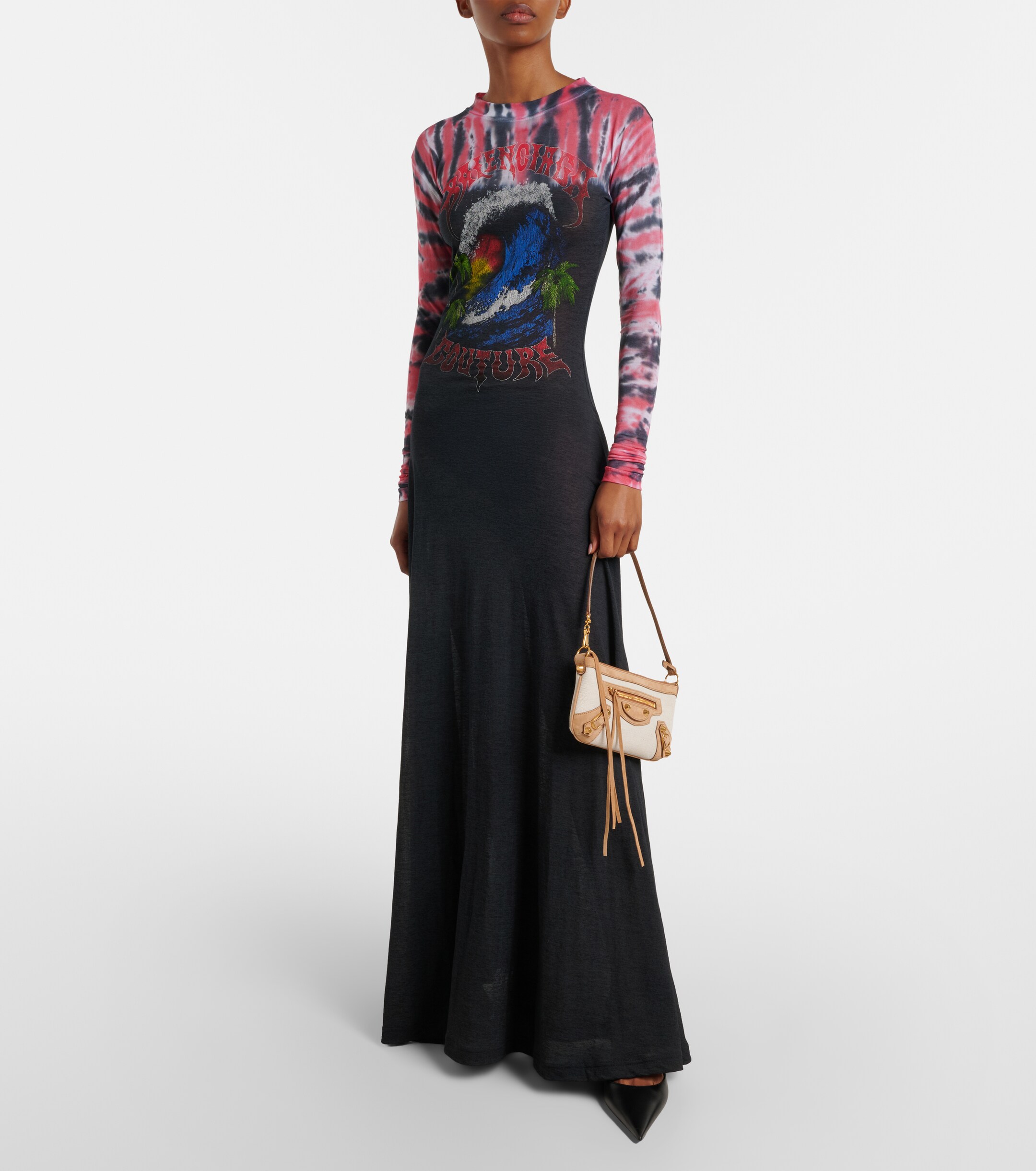 Balenciaga Le City Mini canvas and suede shoulder bag