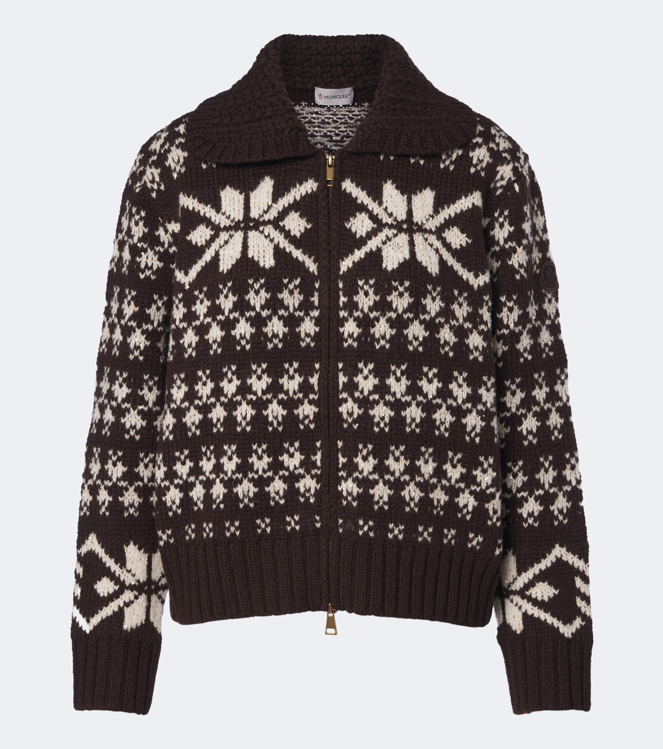 Moncler Moncler Fair Isle sequined wool-blend zip-up cardigan