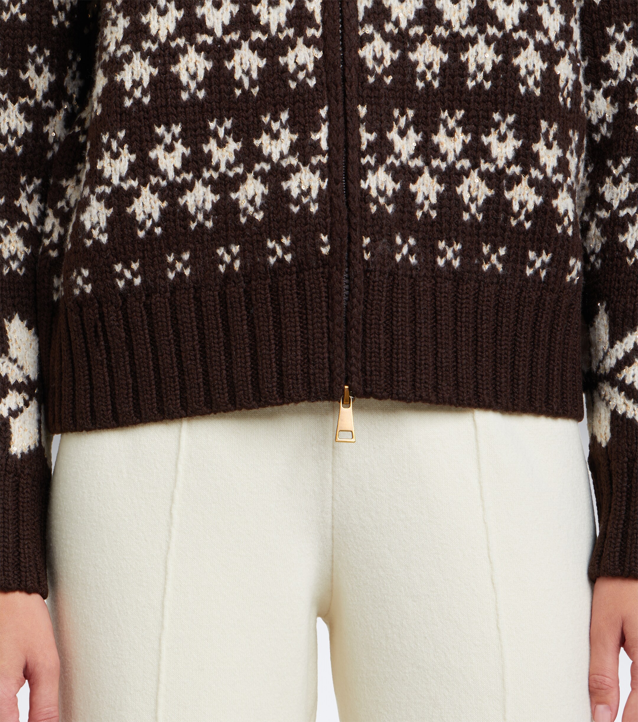 Moncler Moncler Fair Isle sequined wool-blend zip-up cardigan