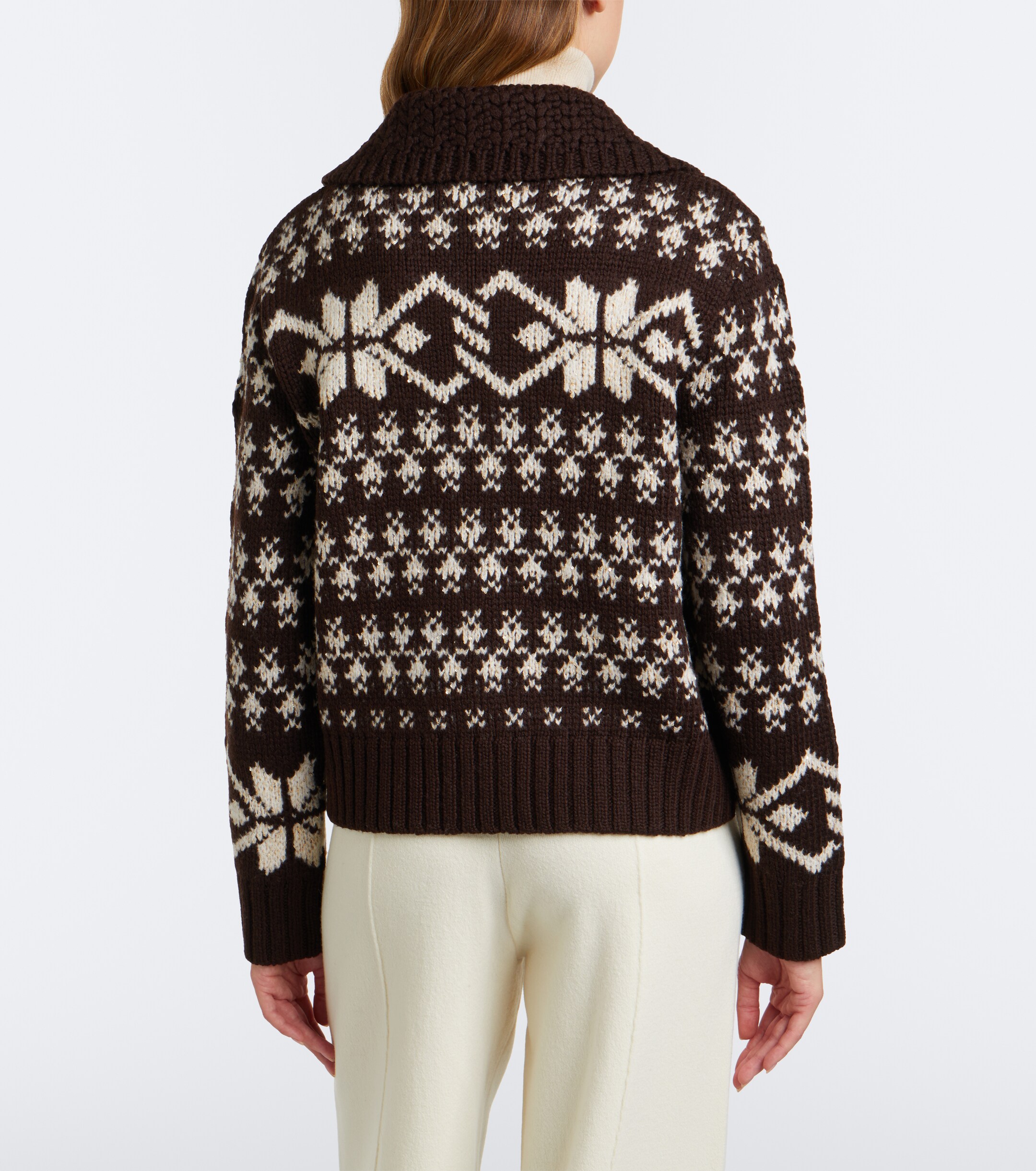 Moncler Moncler Fair Isle sequined wool-blend zip-up cardigan