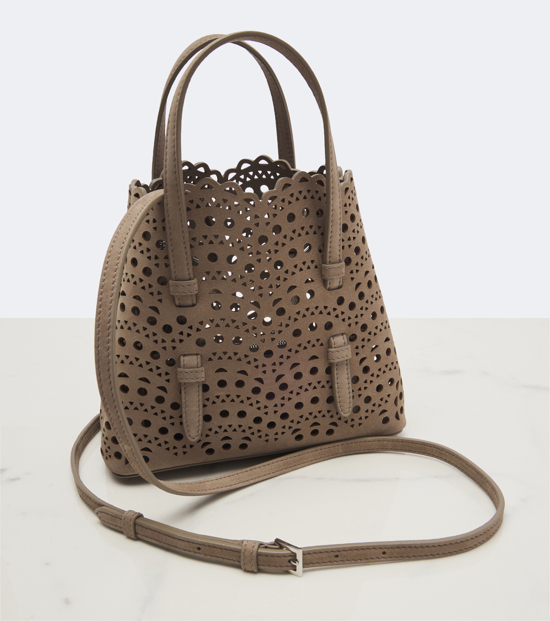 Alaïa Mina 20 Vienne suede top-handle bag