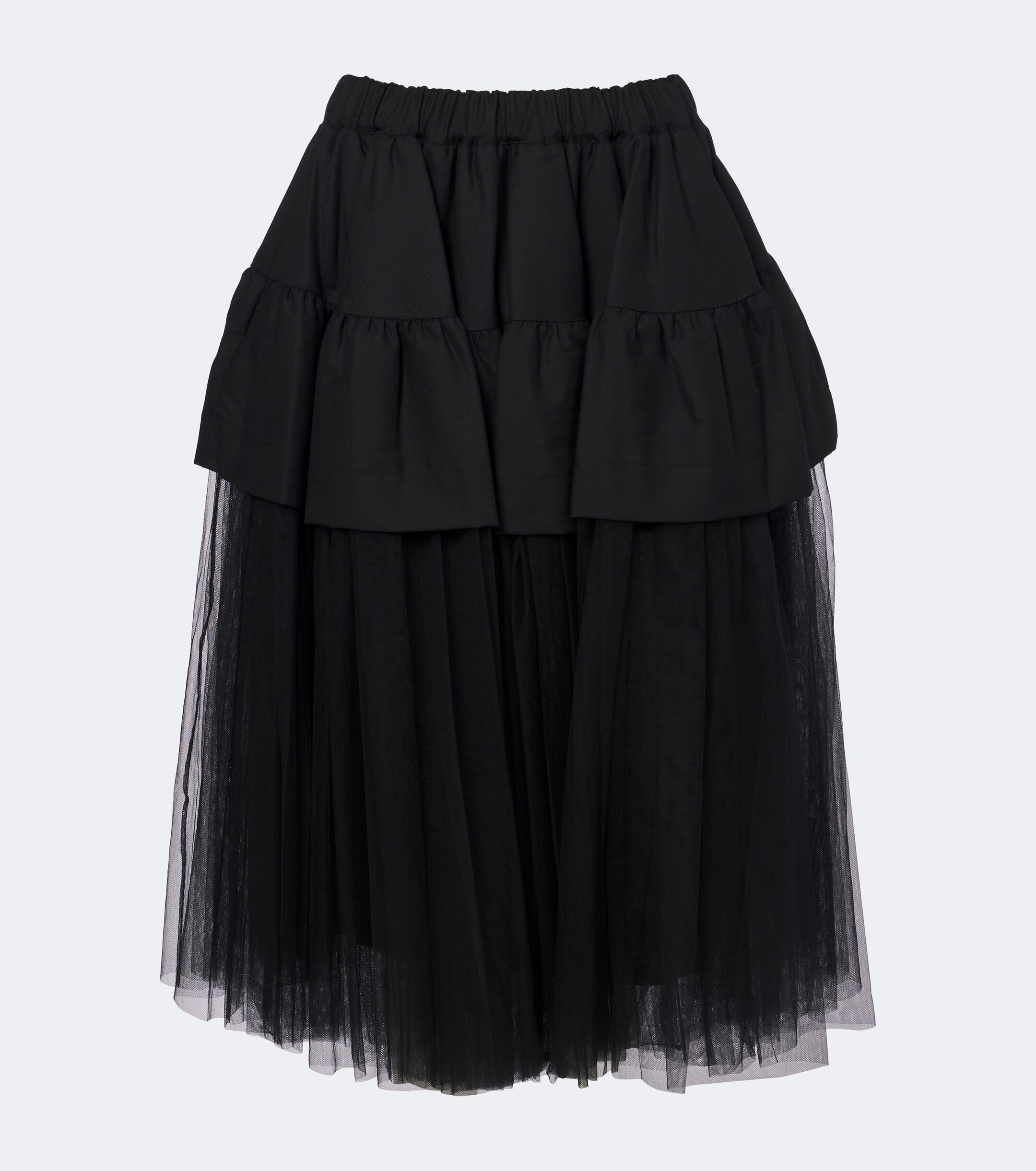 Noir Kei Ninomiya Noir Kei Ninomiya Tiered wool and tulle midi skirt