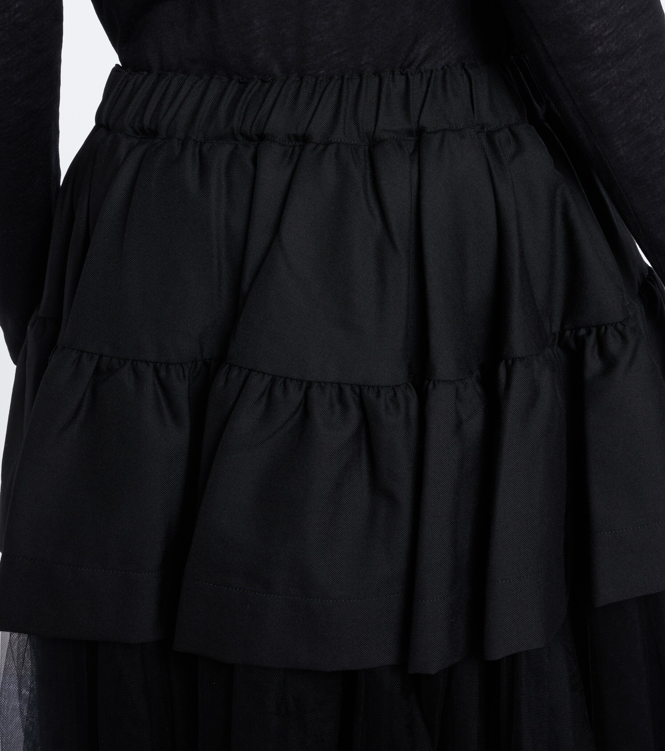 Noir Kei Ninomiya Noir Kei Ninomiya Tiered wool and tulle midi skirt