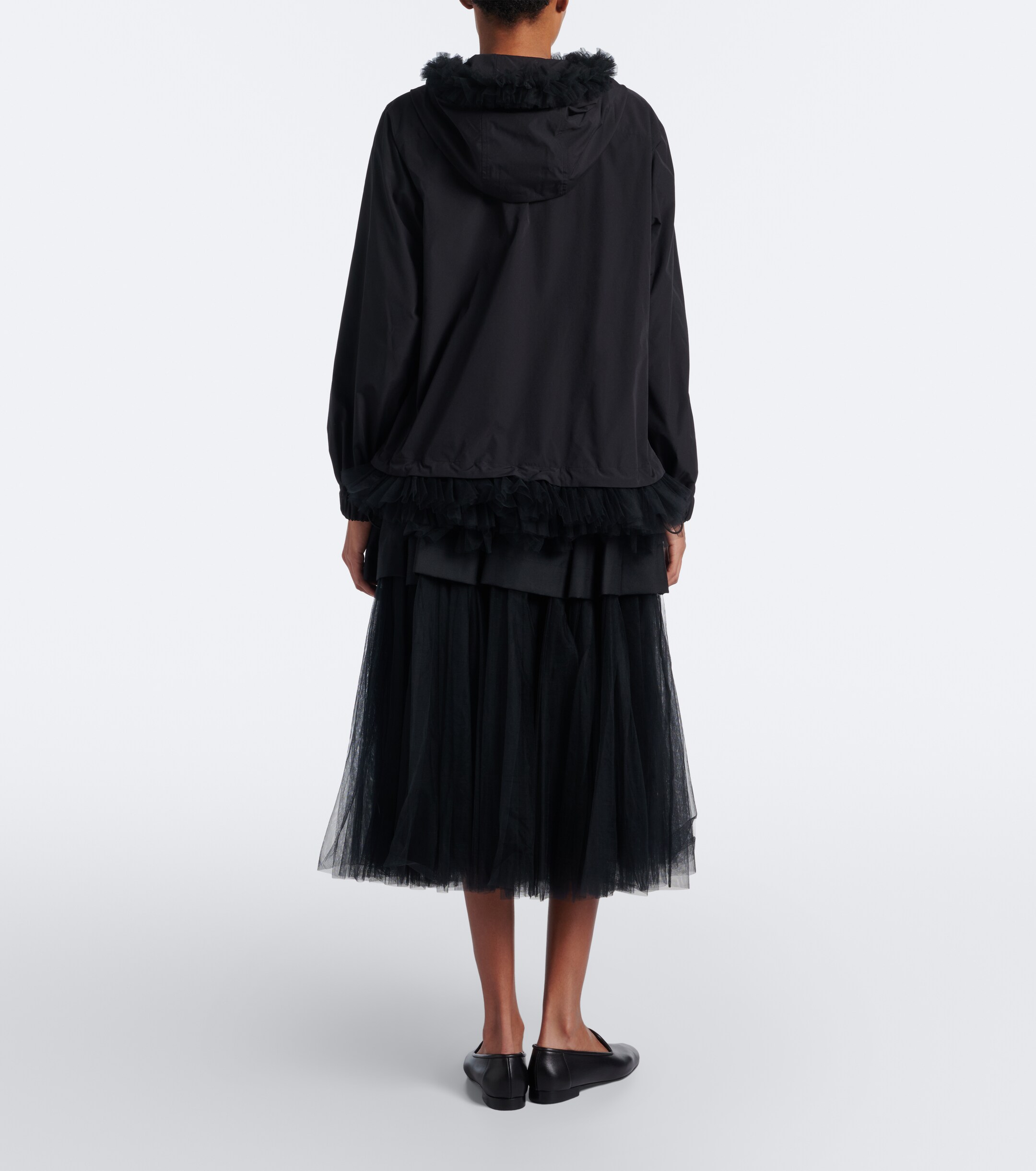 Noir Kei Ninomiya Noir Kei Ninomiya Tiered wool and tulle midi skirt