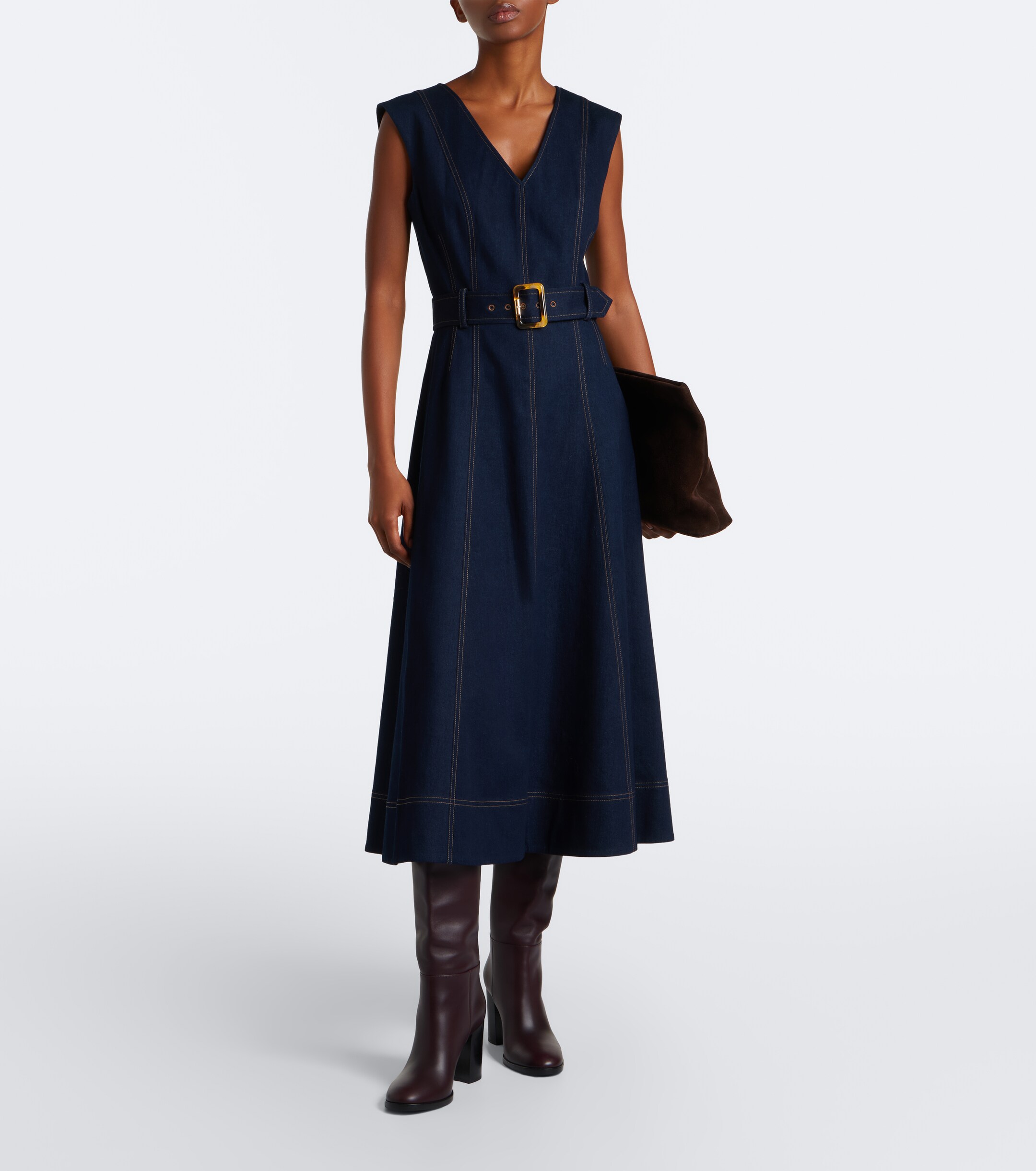 Veronica Beard Veronica Beard Cosette belted denim midi dress