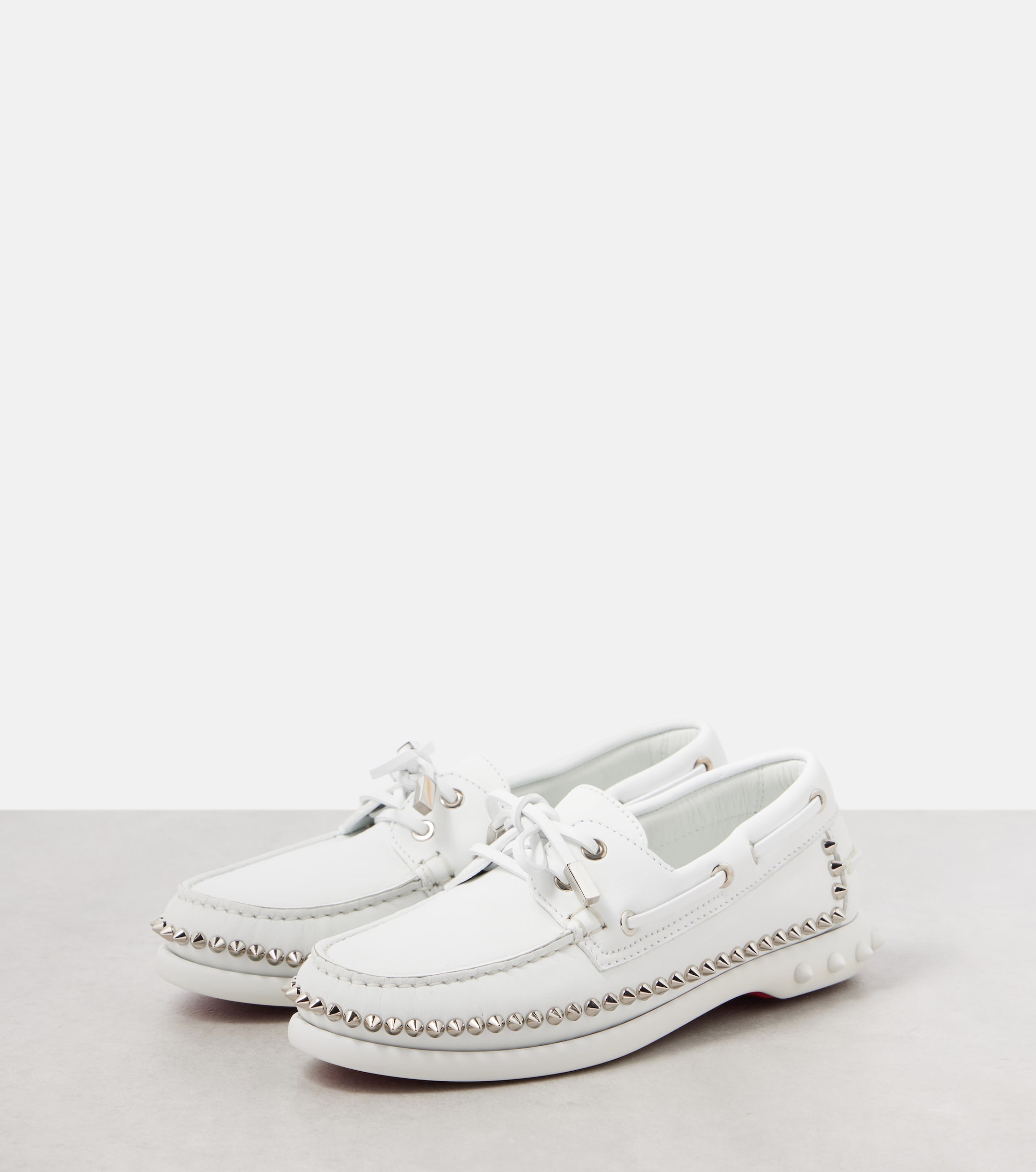 Christian Louboutin Black Leather Studded Gerockel Loafers CHRISTIAN LOUBOUTIN - Gerockel studded leather boat shoes  main image 2