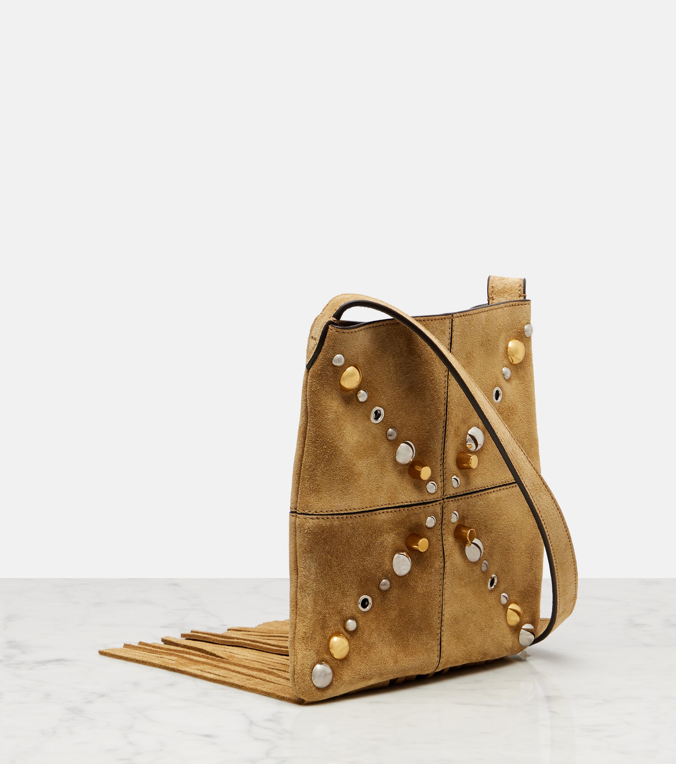 Valentino Garavani Nellcôte Small fringed suede shoulder bag thumbnail