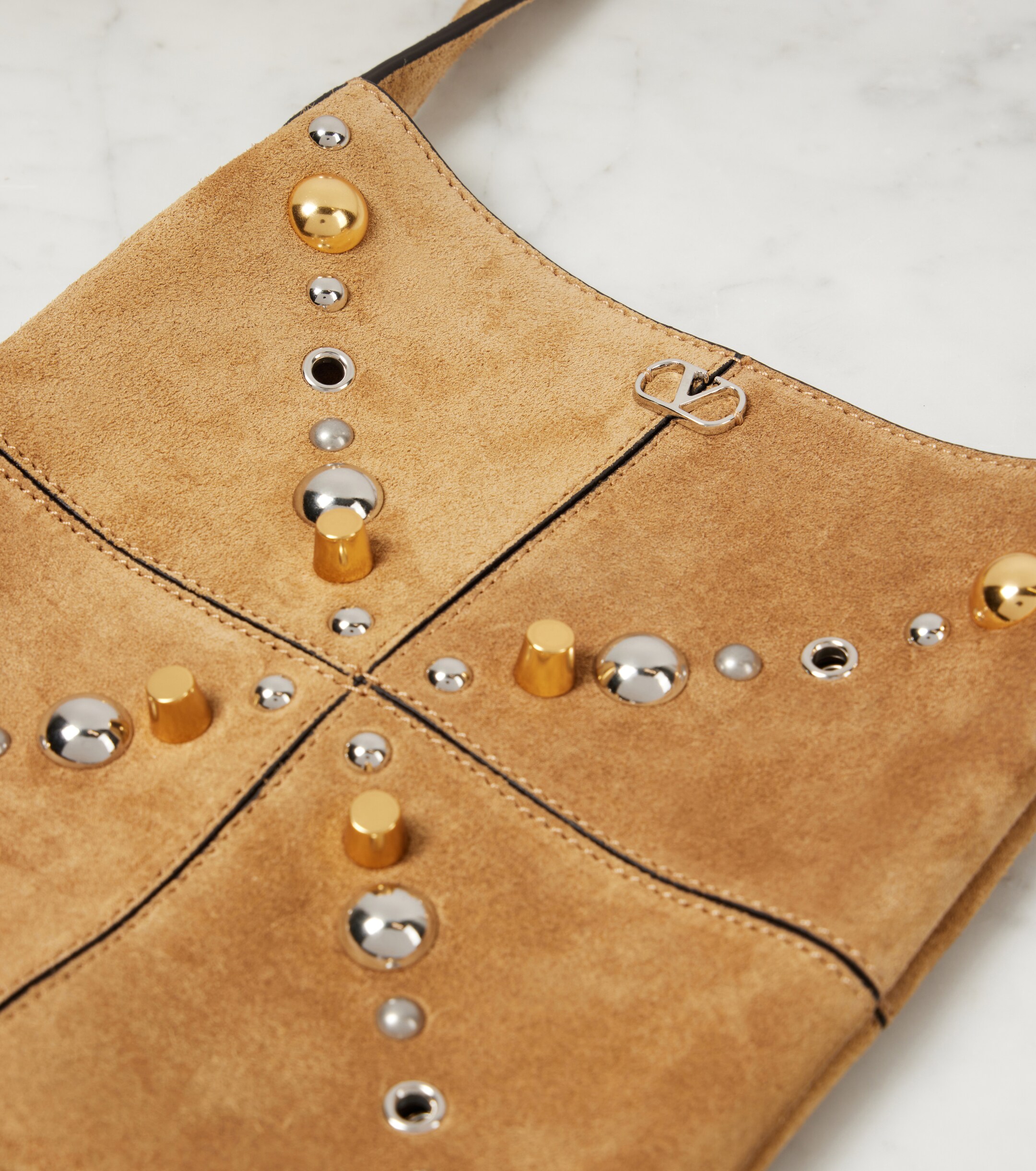 Valentino Garavani Nellcôte Small fringed suede shoulder bag thumbnail